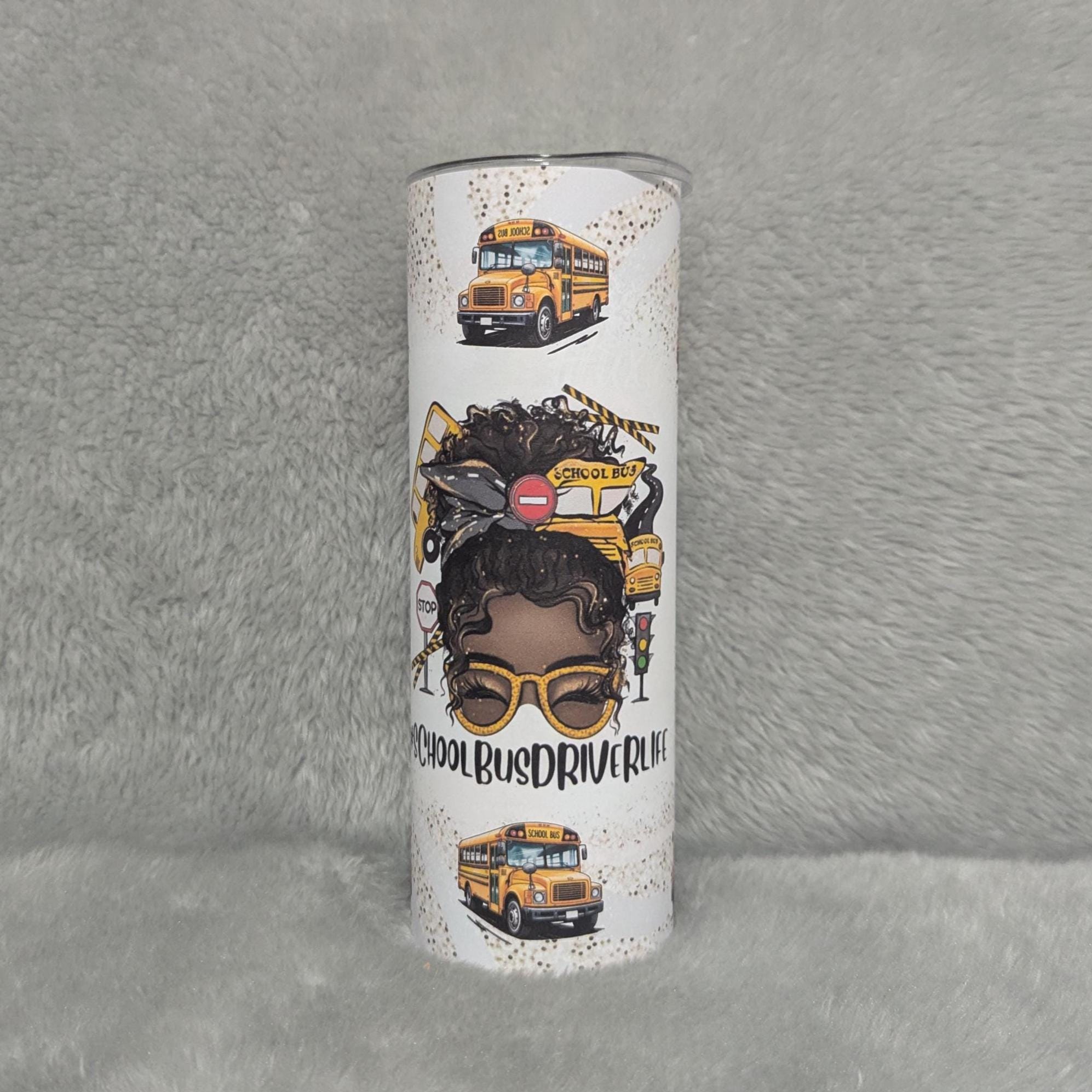School Bus Driver Tumbler 20oz With Reusable Straw, Can Be Personalized