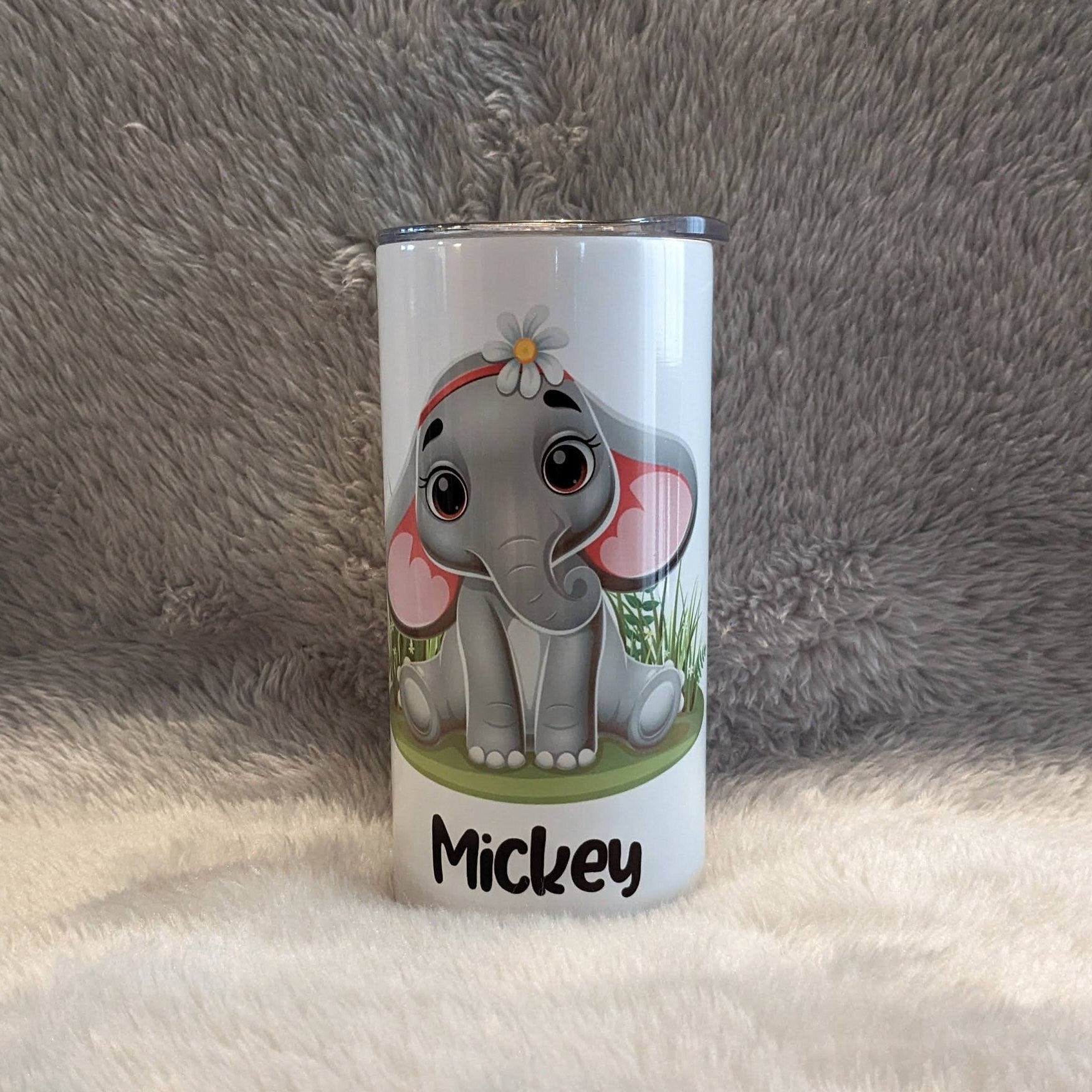 Elephant Tumbler 15oz With Reusable Straw, Can Be Personalized