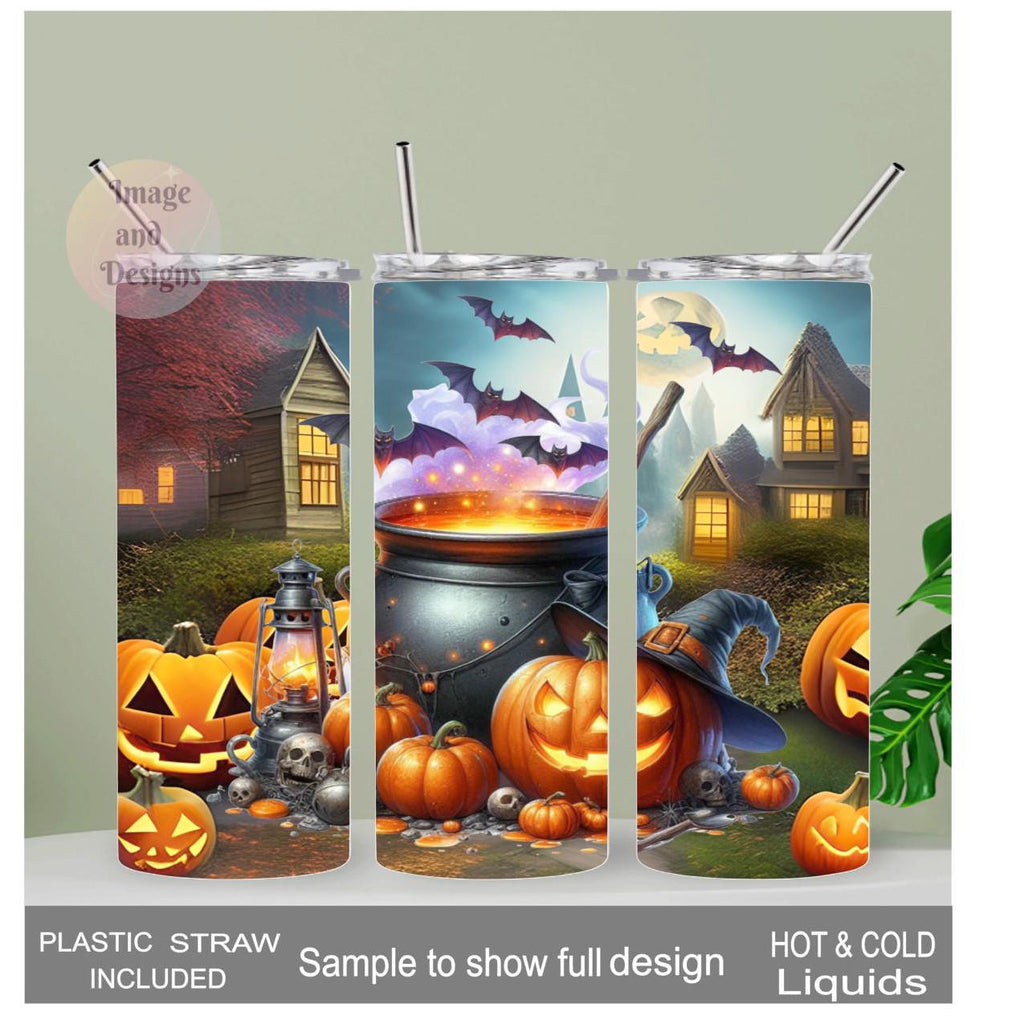 Halloween Tumbler 20oz With Reusable Straw, Can Be Personalized