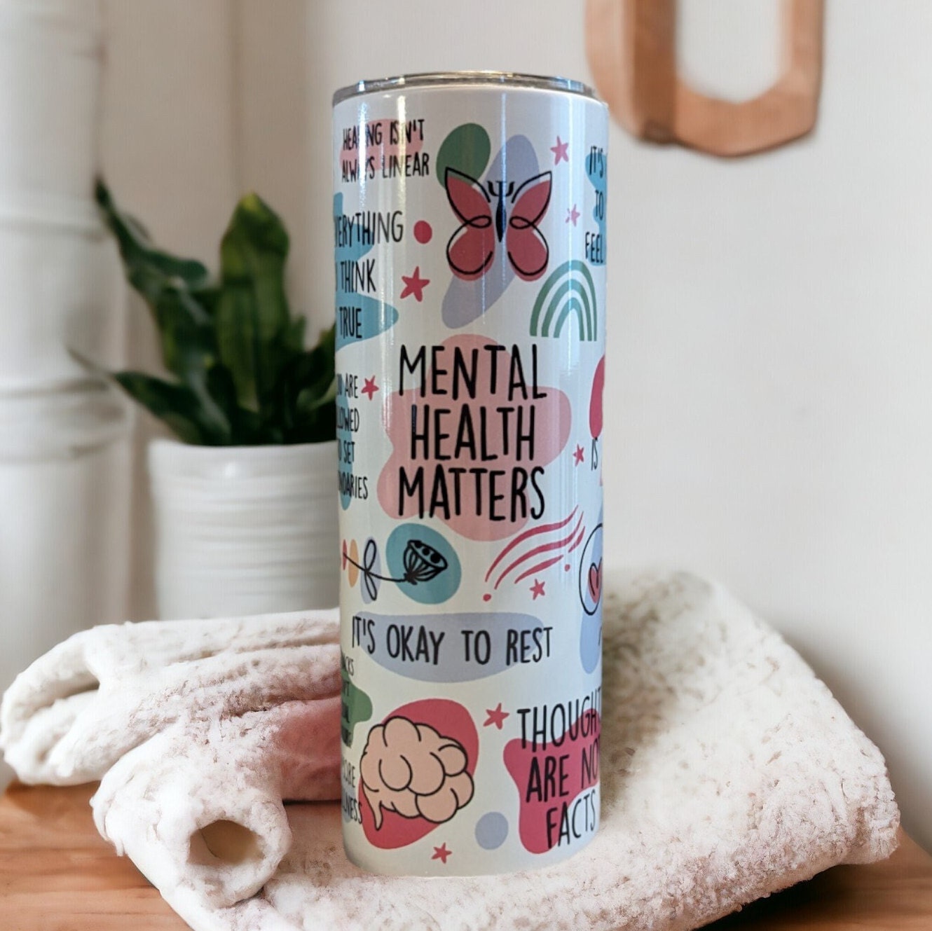 Mental Health Matters Tumbler 20oz With Reusable Straw