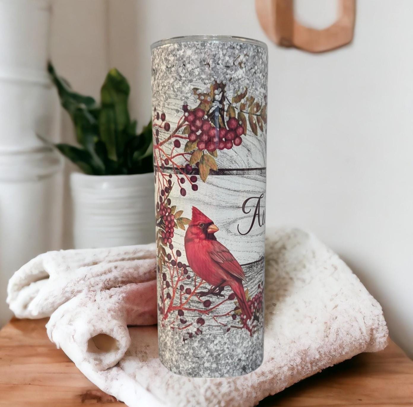 Cardinal Tumbler 20oz With Reusable Straw, Can Be Personalized