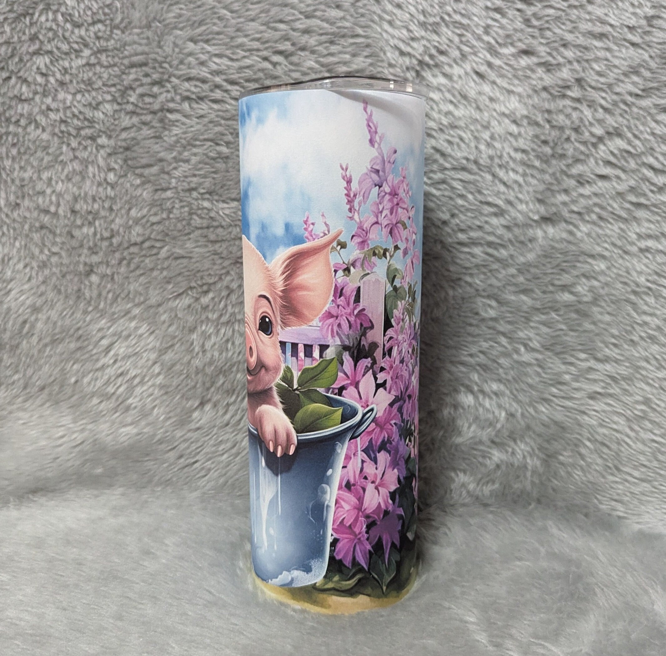 Cute Pig Tumbler 20oz With Reusable Straw, Can Be Personalized