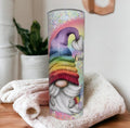 Colorful Rainbow Gnome Tumbler 20oz With Reusable Straw, Can Be Personalized