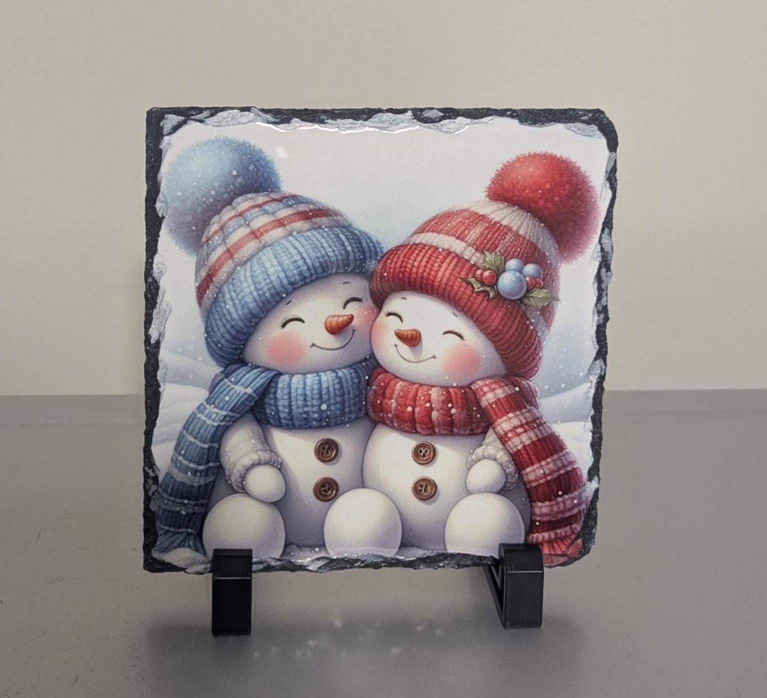 Slate Snowman Picture With Display Legs