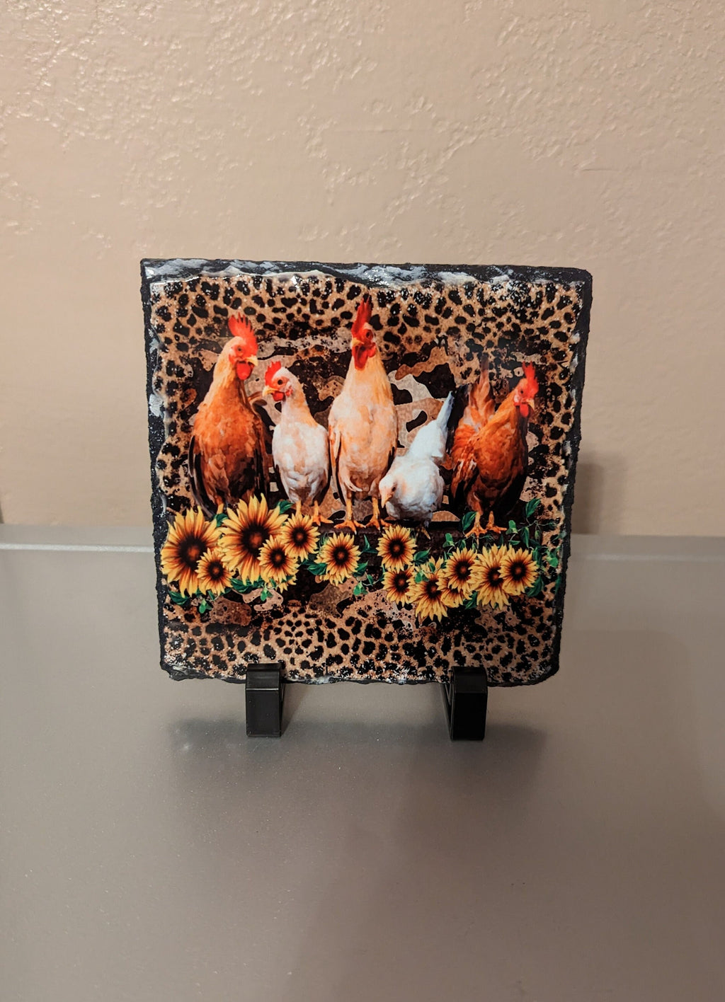 Slate Chicken Picture With Display Legs