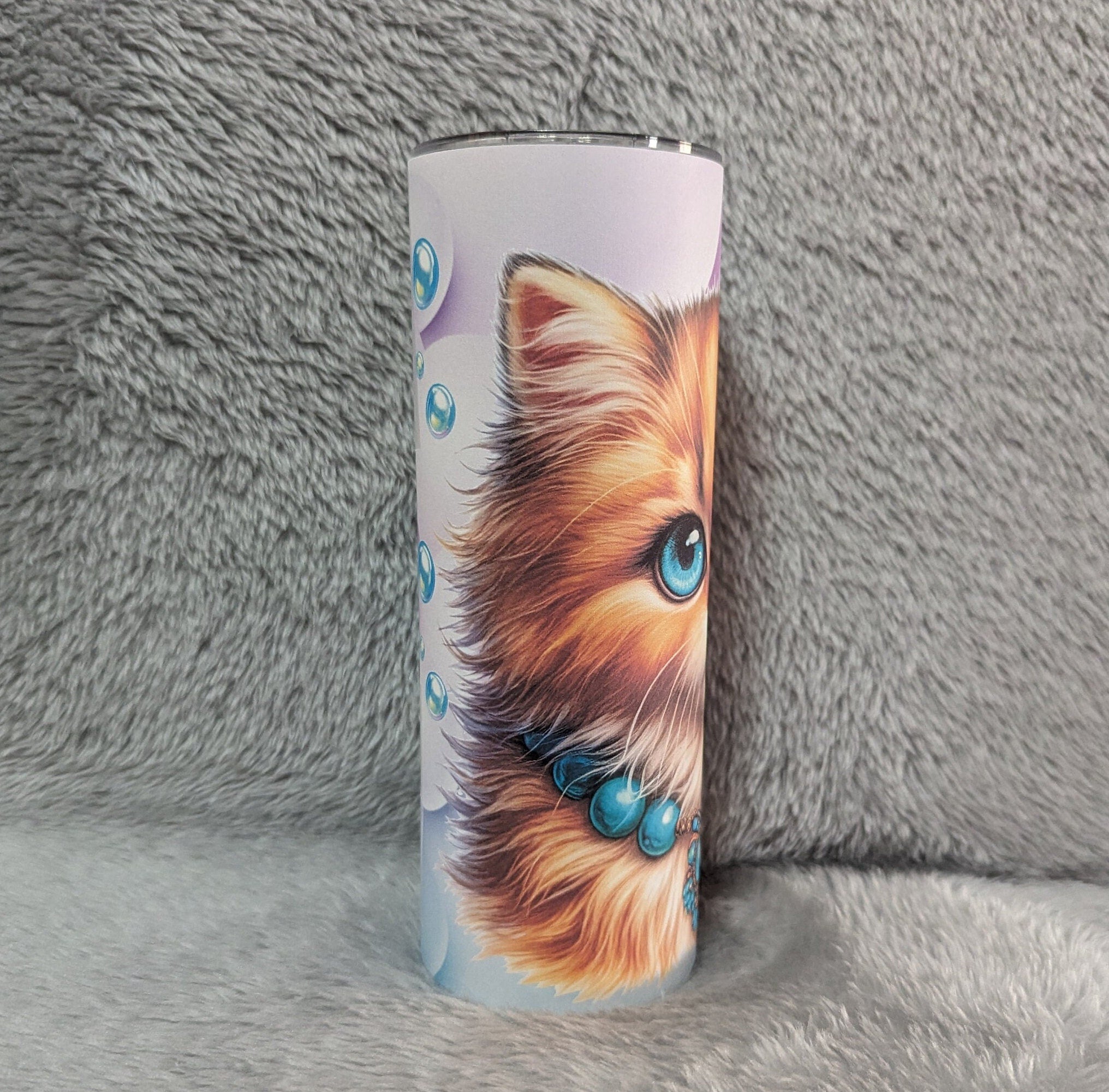 Playful Kitten Tumbler 20oz With Reusable Straw, Can Be Personalized