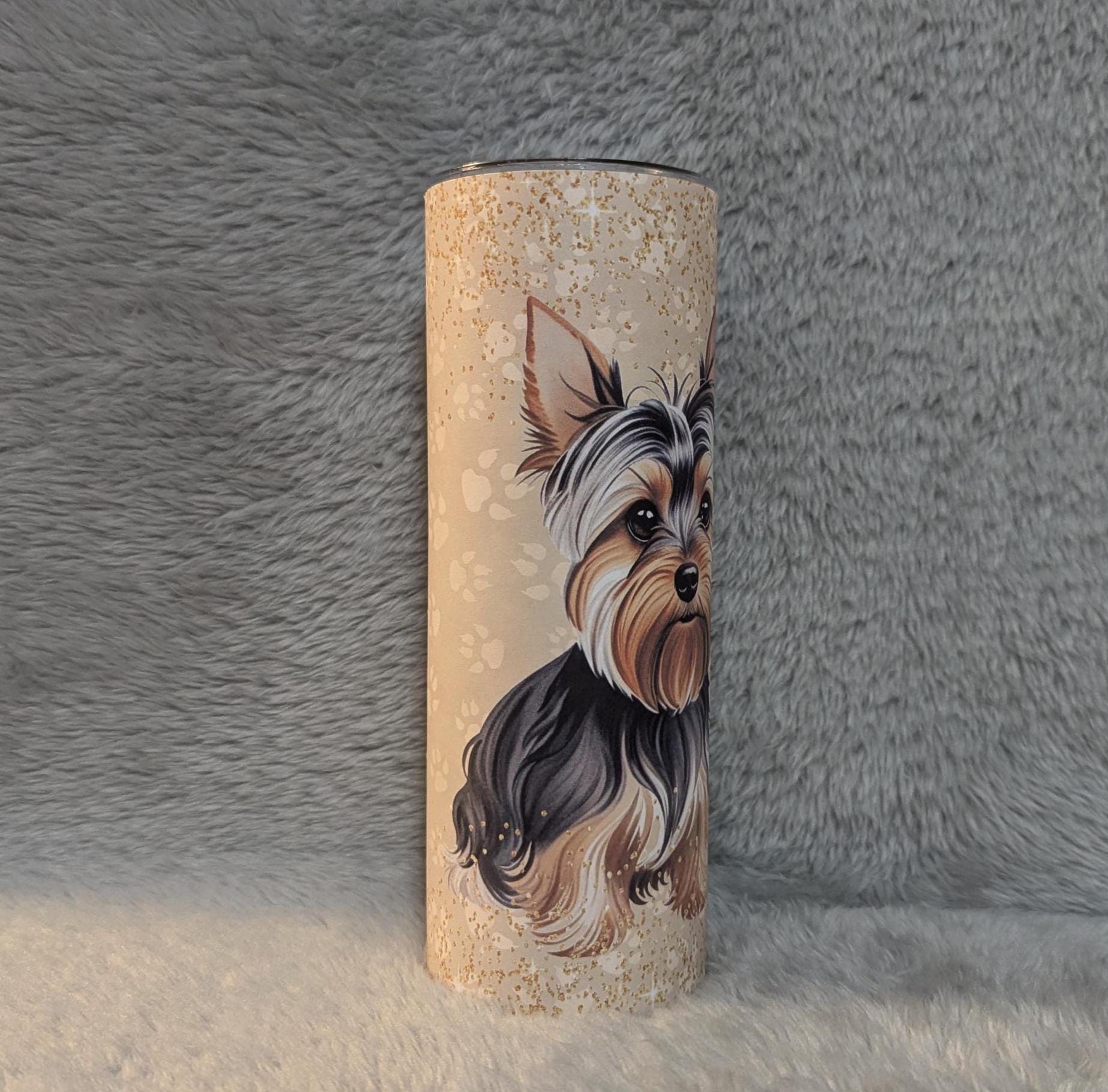 Yorkie Mom Tumbler 20oz With Reusable Straw, Can Be Personalized