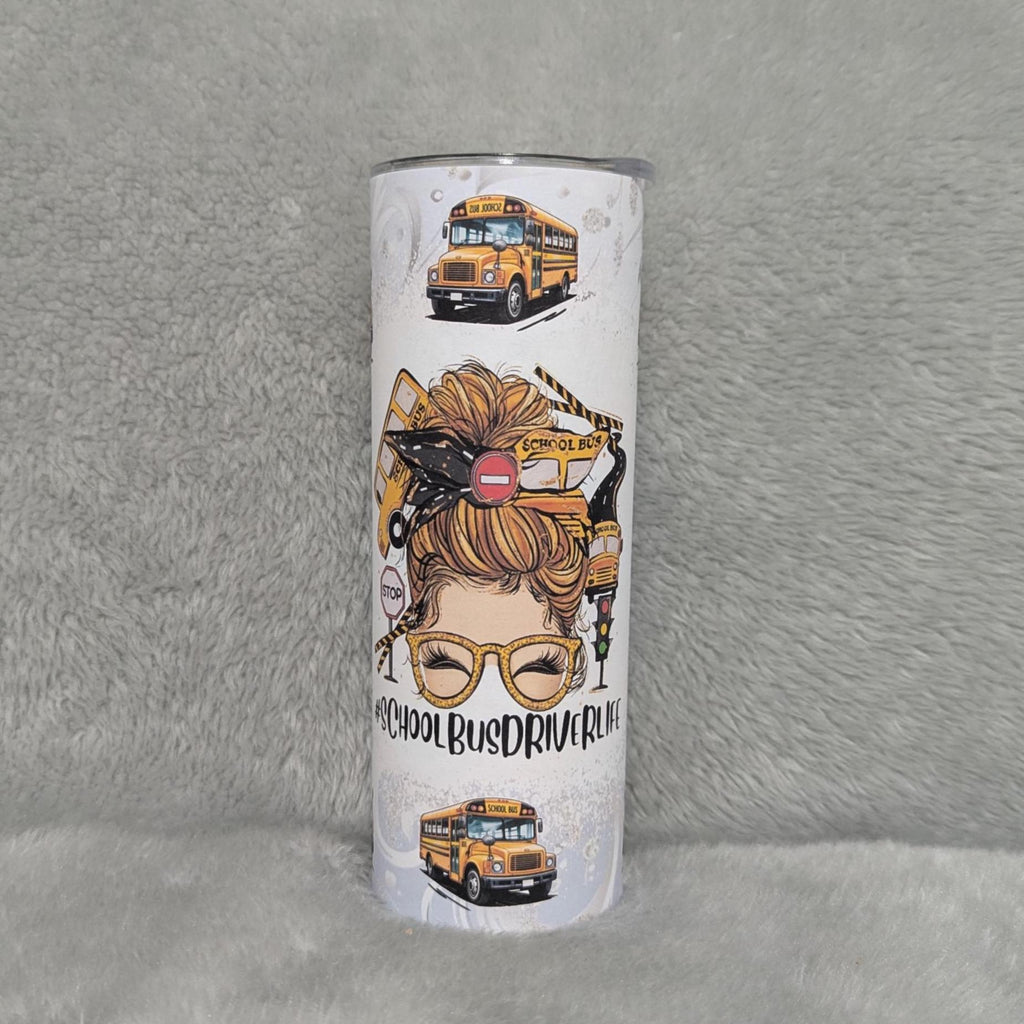 School Bus Driver Tumbler 20oz With Reusable Straw, Can Be Personalized