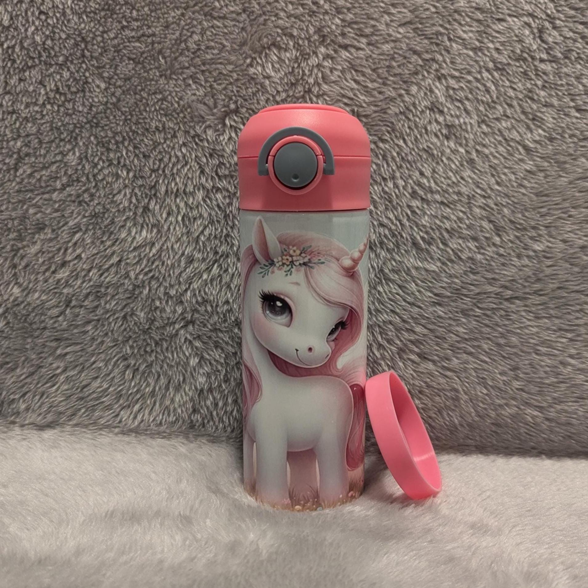Kids Unicorn Water Bottle 12oz With Reusable Straw Can Be Personalized