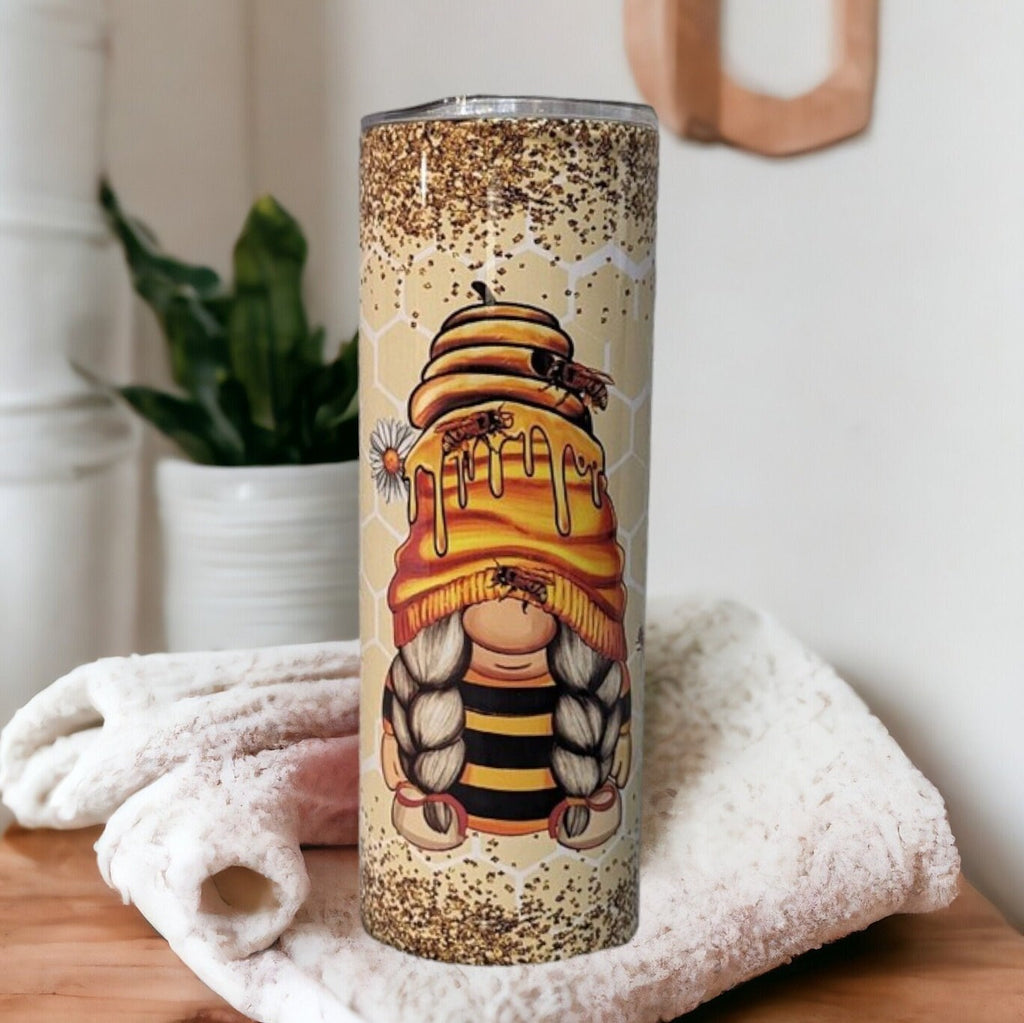 Gnome Tumbler That Says Be Sweet Like Honey 20oz With Reusable Straw