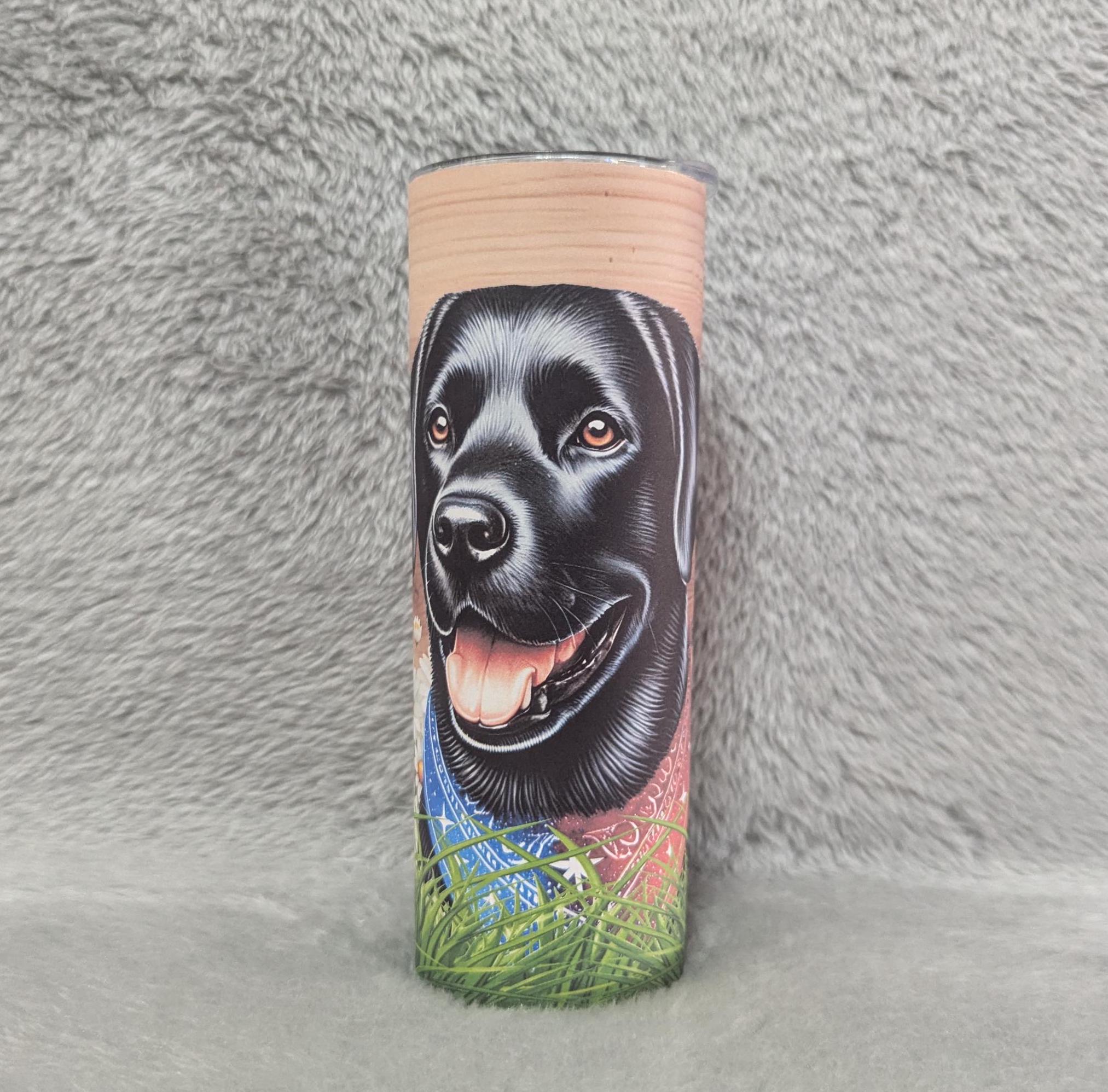 Black Labrador Dog Tumbler 20oz With Reusable Straw, Can Be Personalized