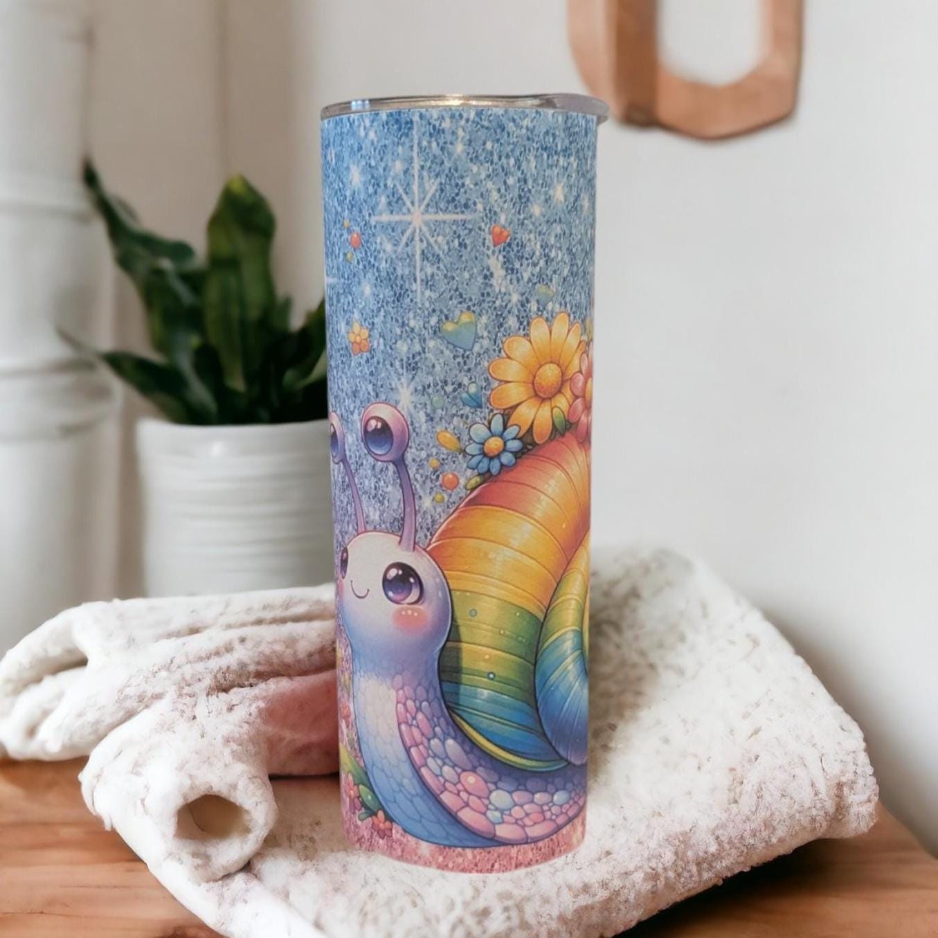 Colorful Snail Tumbler 20oz With Reusable Straw, Can Be Personalized