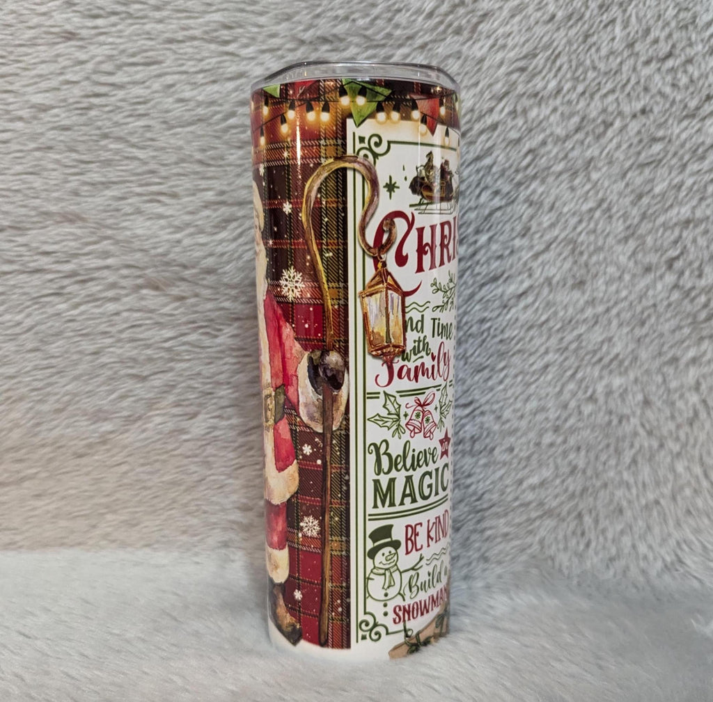Santa Christmas Rules Tumbler 20oz With Reusable Straw