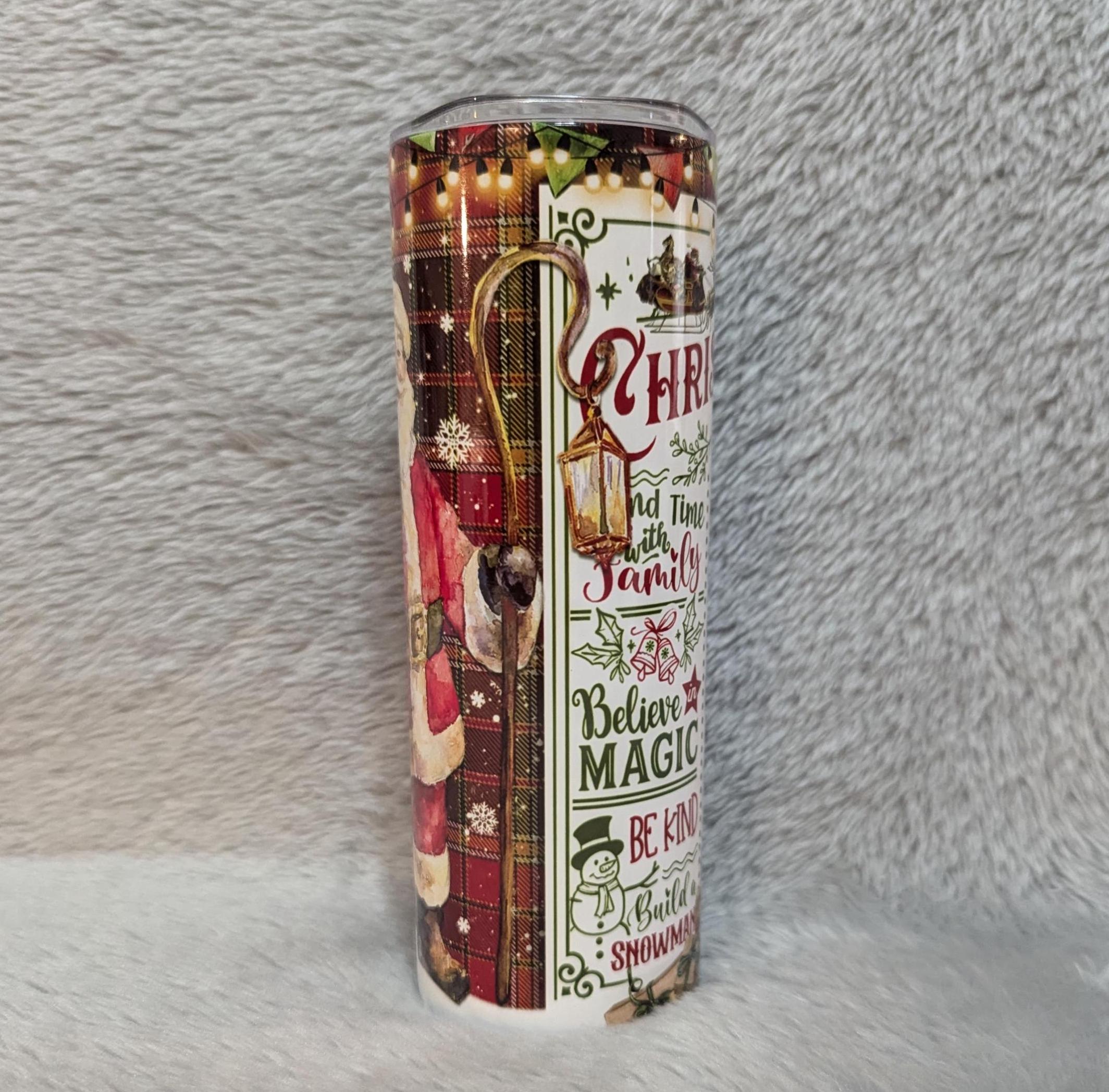 Santa Christmas Rules Tumbler 20oz With Reusable Straw