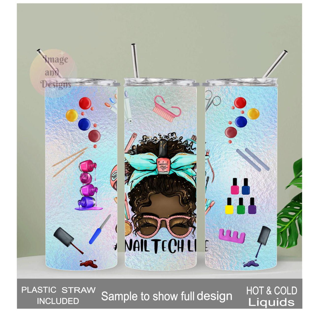 Nail Tech Tumbler 20oz With Reusable Straw, Can Be Personalized