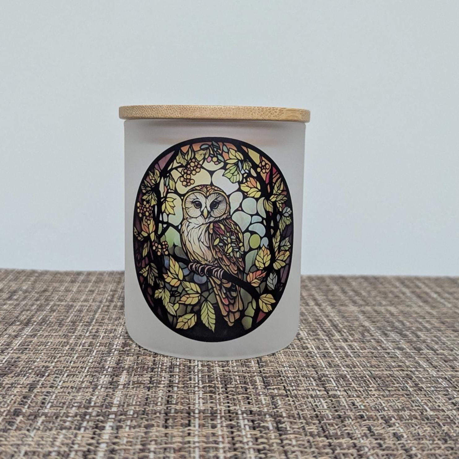 Handmade Owl Candle Holder with Battery Operated Flickering Tea Light