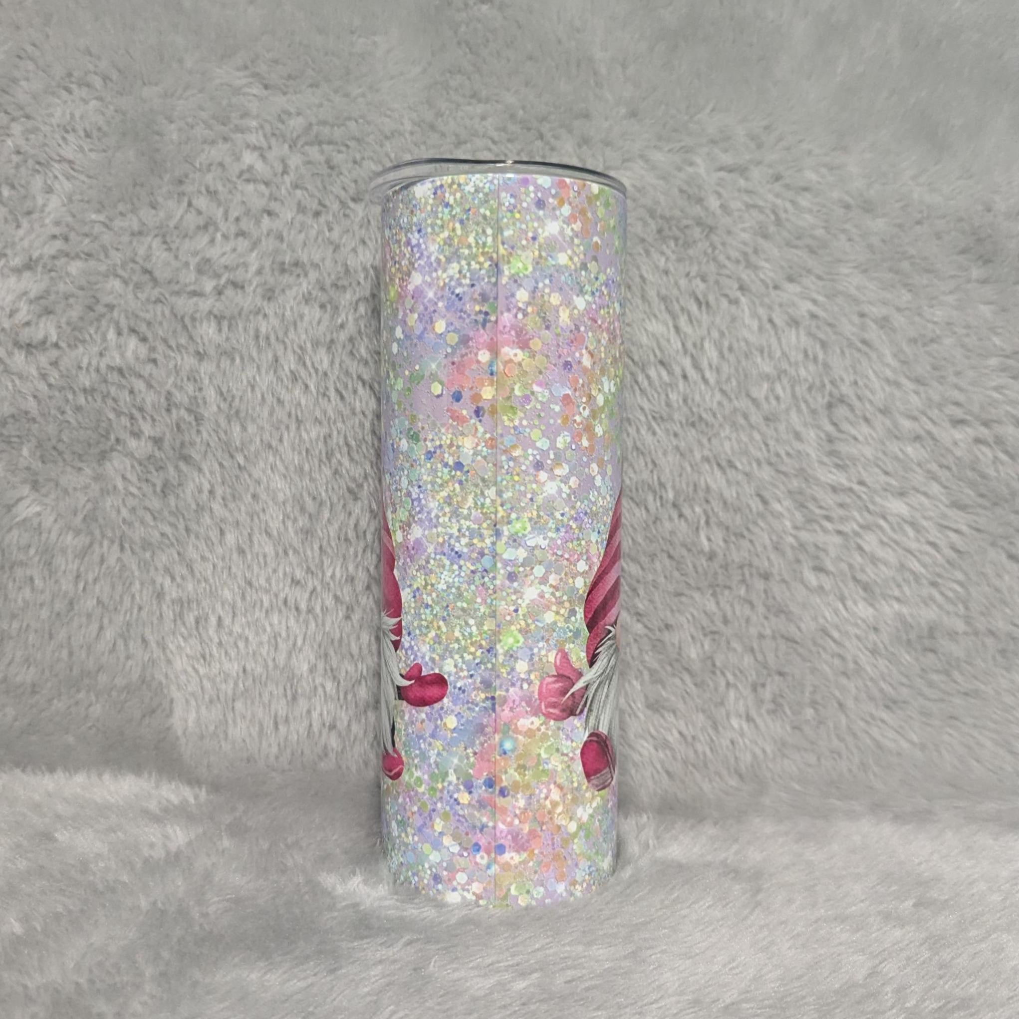 Gnome Tumbler With A Confetti Design 20oz With Reusable Straw, Can Be Personalized