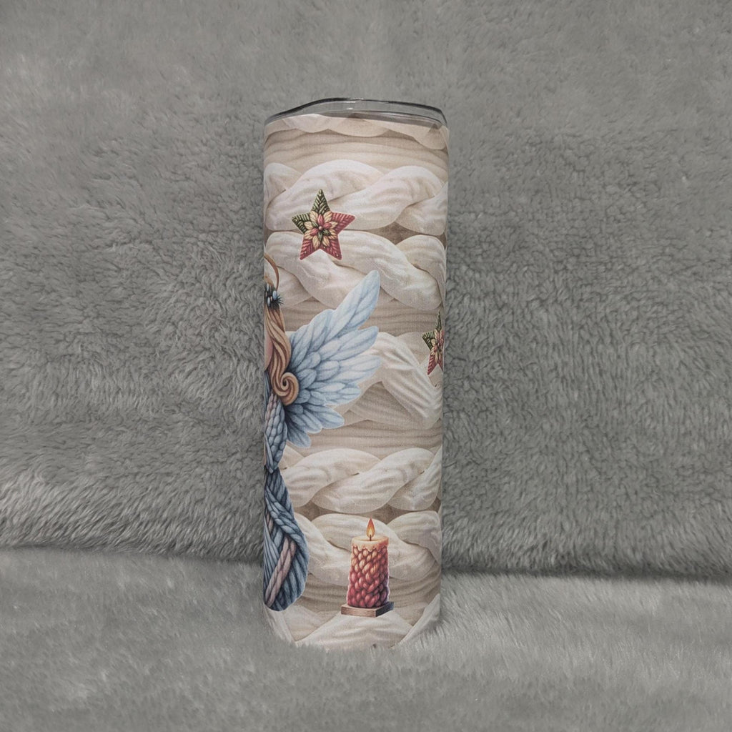 Faux Yarn Angel Tumbler 20oz With Reusable Straw, Can Be Personalized