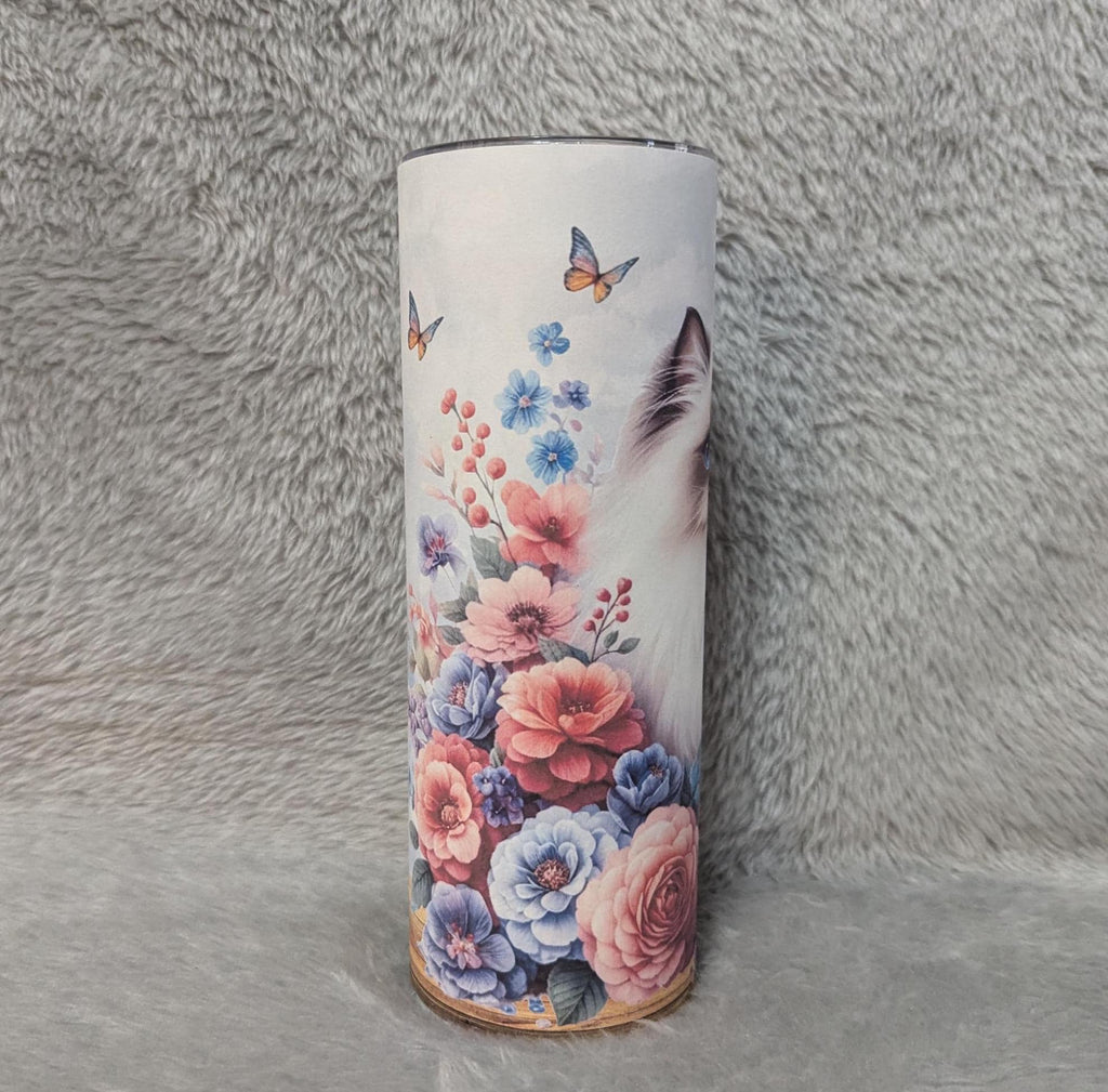 Pretty Ragdoll Cat Tumbler 20oz With Reusable Straw, Can Be Personalized