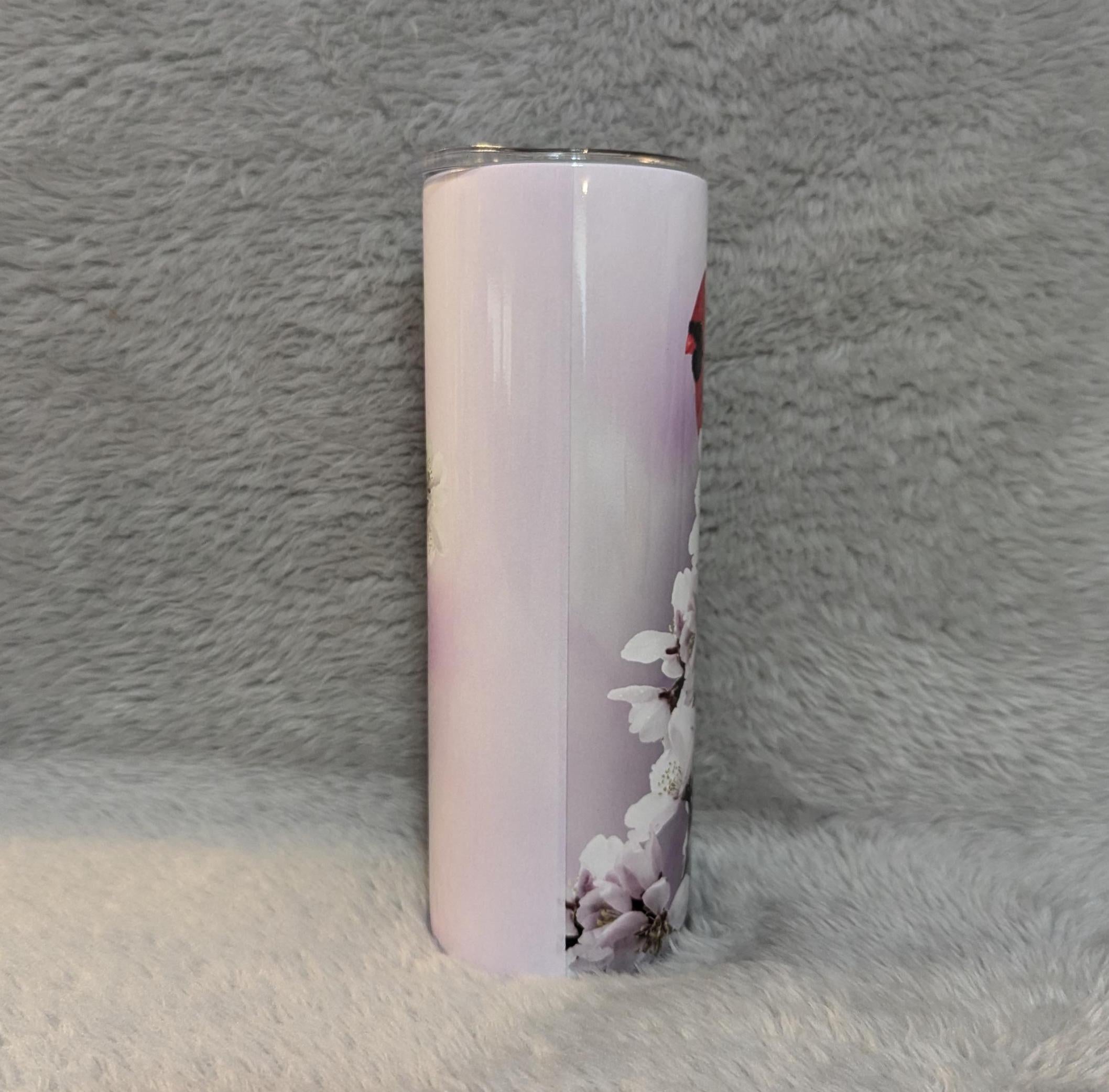 Beautiful Red Cardinal Tumbler 20oz With Reusable Straw, Can Be Personalized