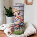 Gnome With Flowers Tumbler 20oz With Reusable Straw, Can Be Personalized