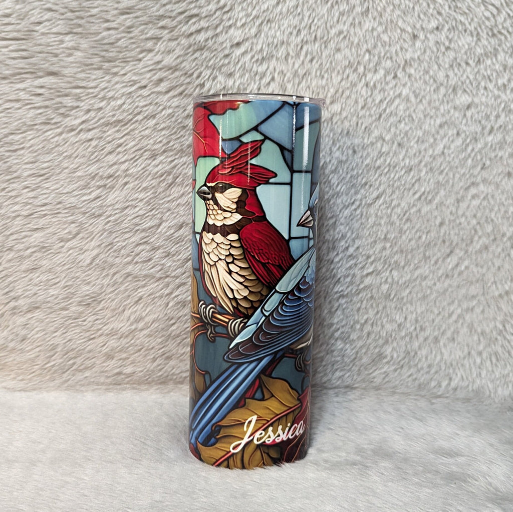 Blue Jay Tumbler 20oz With Reusable Straw, Can Be Personalized