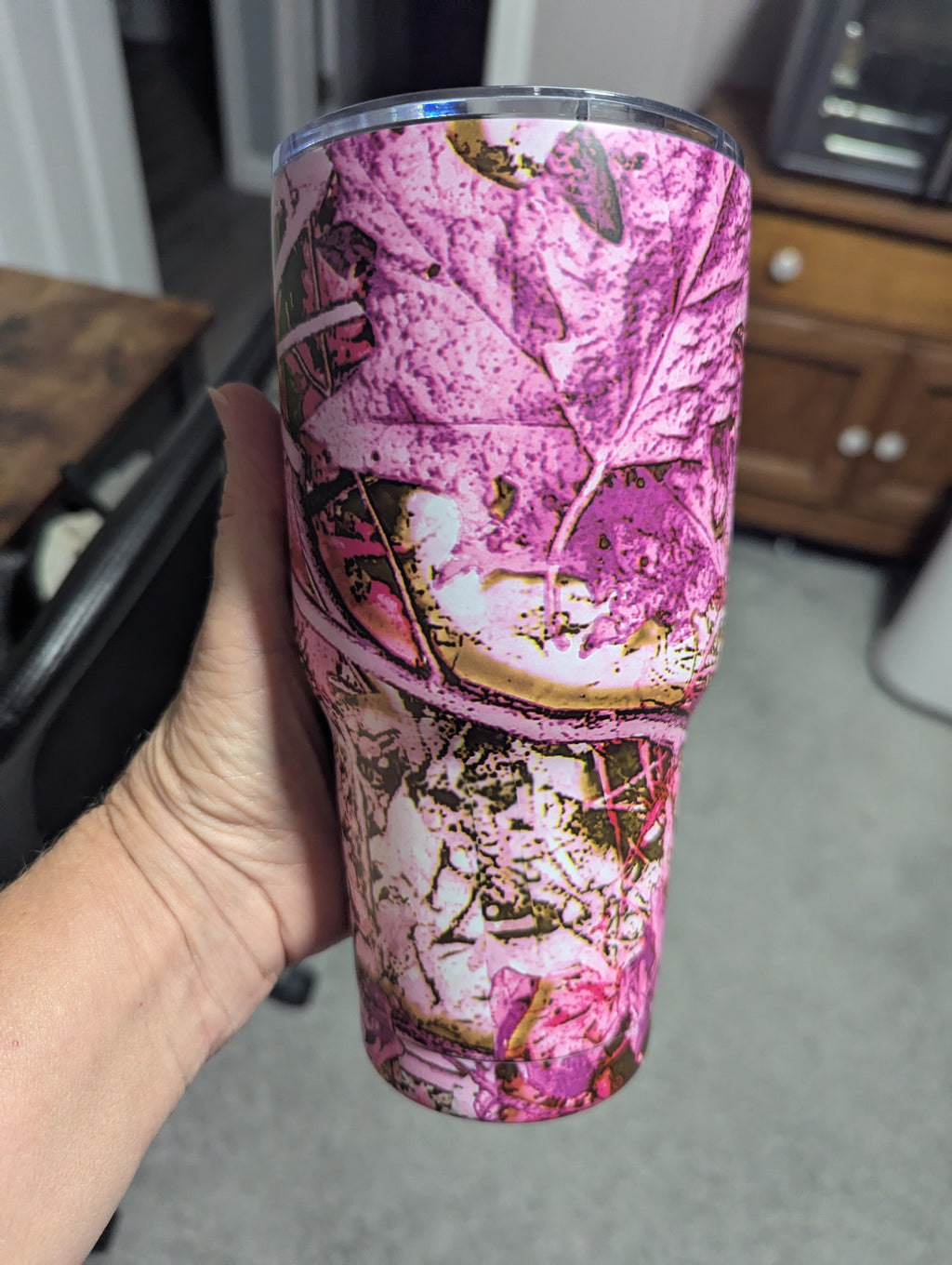 30oz Pink Camouflage Tumbler with Reusable Straw - Insulated Travel Mug