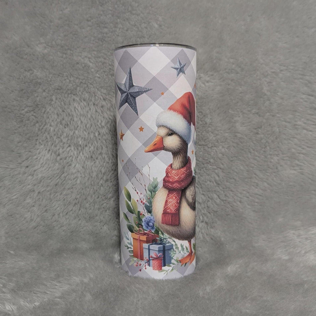 Christmas Goose Tumbler 20oz With Reusable Straw, Can Be Personalized