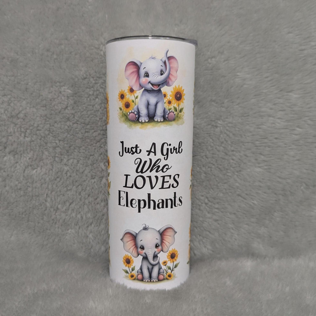 Just A Girl Who Loves Elephants Tumbler 20oz With Reusable Straw