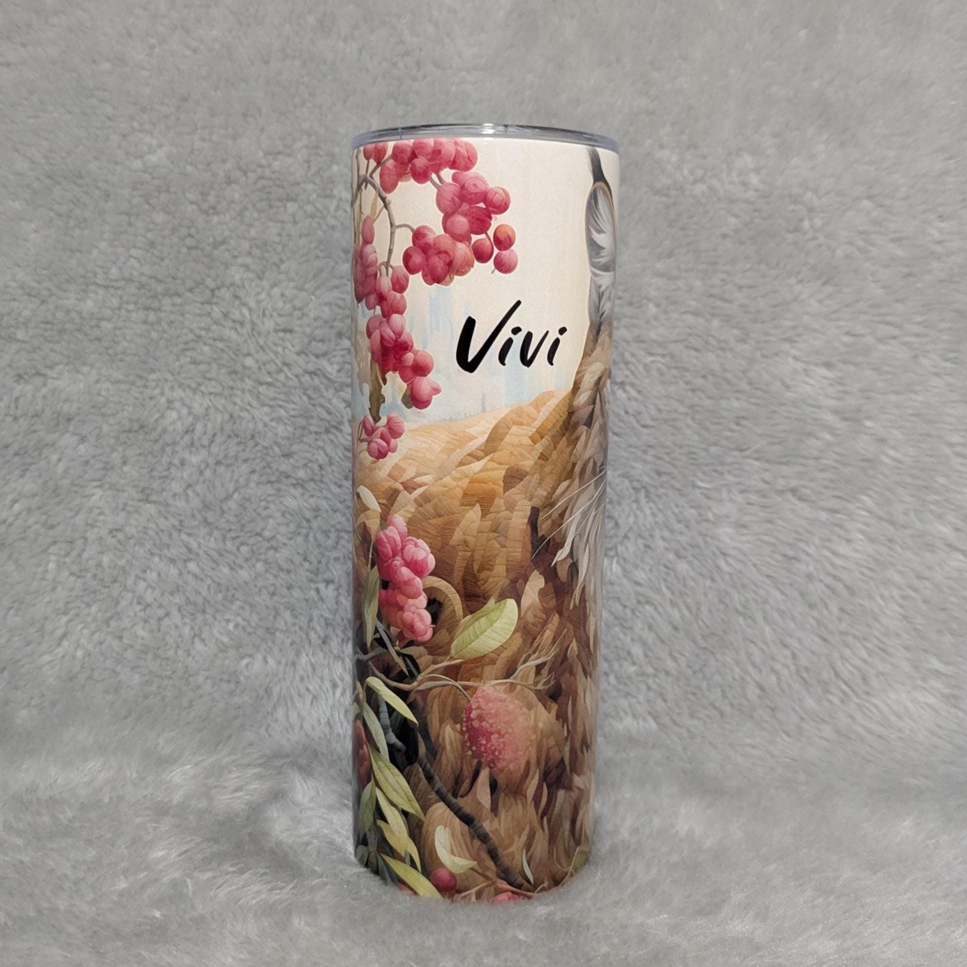 Wild Bobcat Tumbler With A Embroidered Design 20oz With Reusable Straw, Can Be Personalized