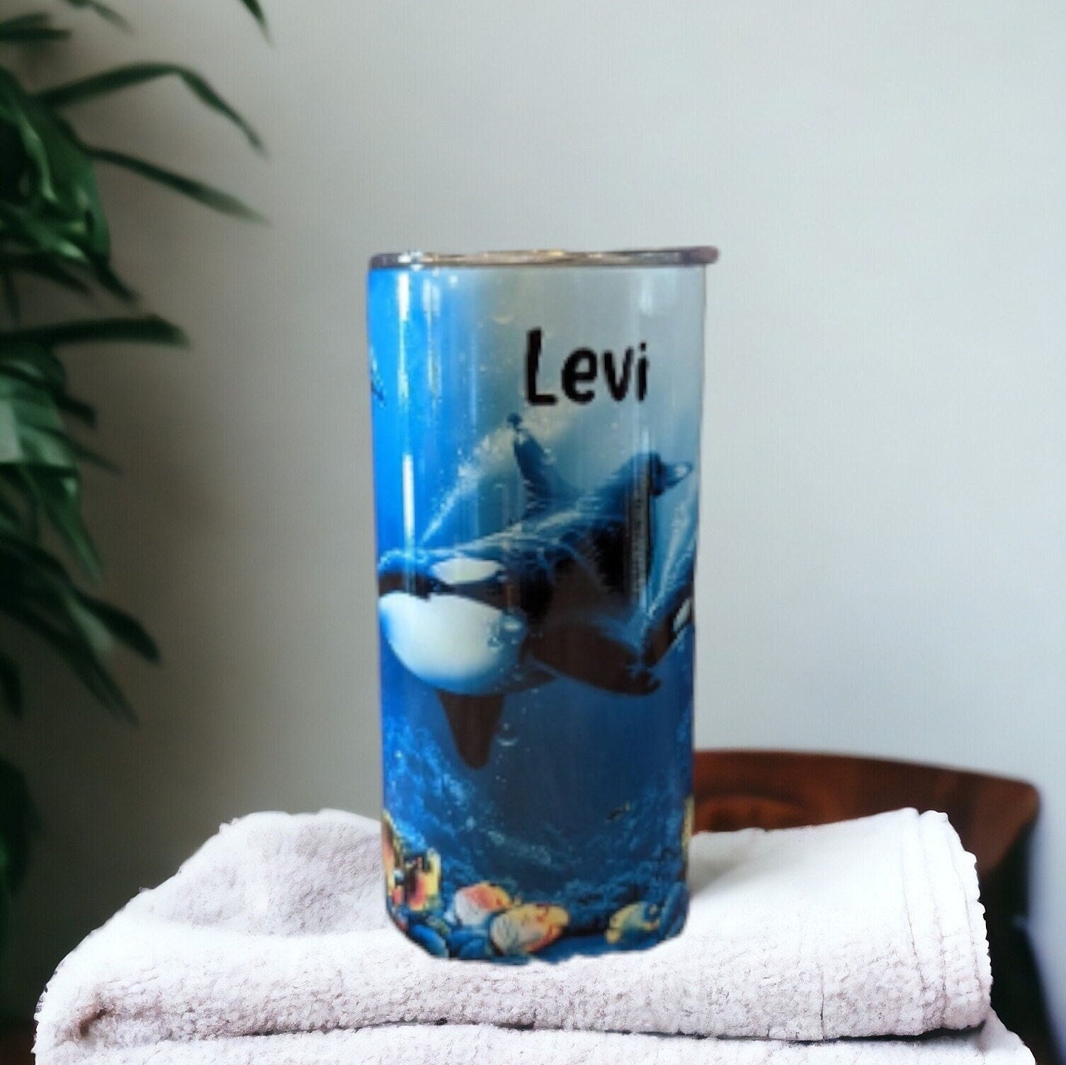 Kids Whale Tumbler 15oz With Reusable Straw, Can Be Personalized