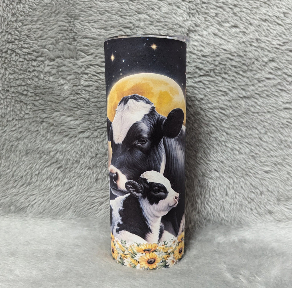 Holstein Cow Tumbler 20oz With Reusable Straw, Can Be Personalized
