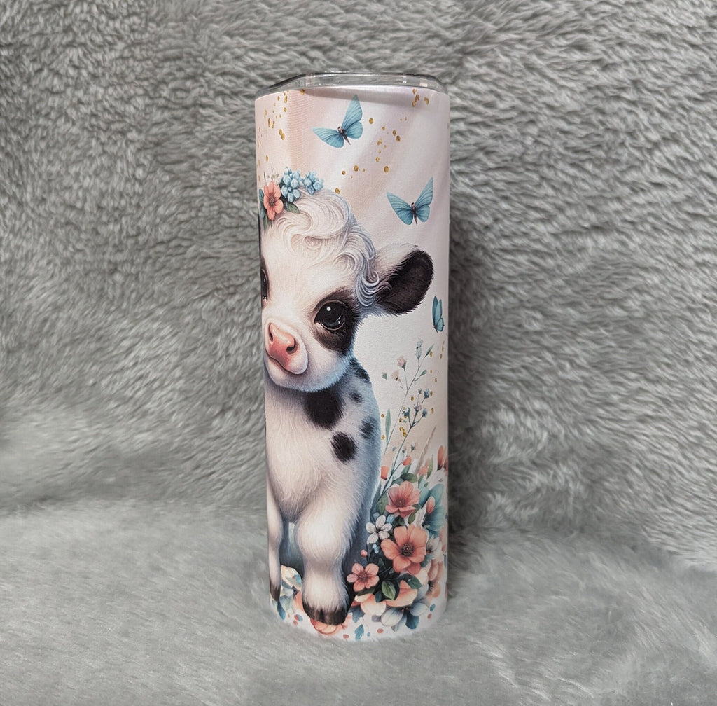 Cow Tumbler With Calf's 20oz With Reusable Straw, Can Be Personalized