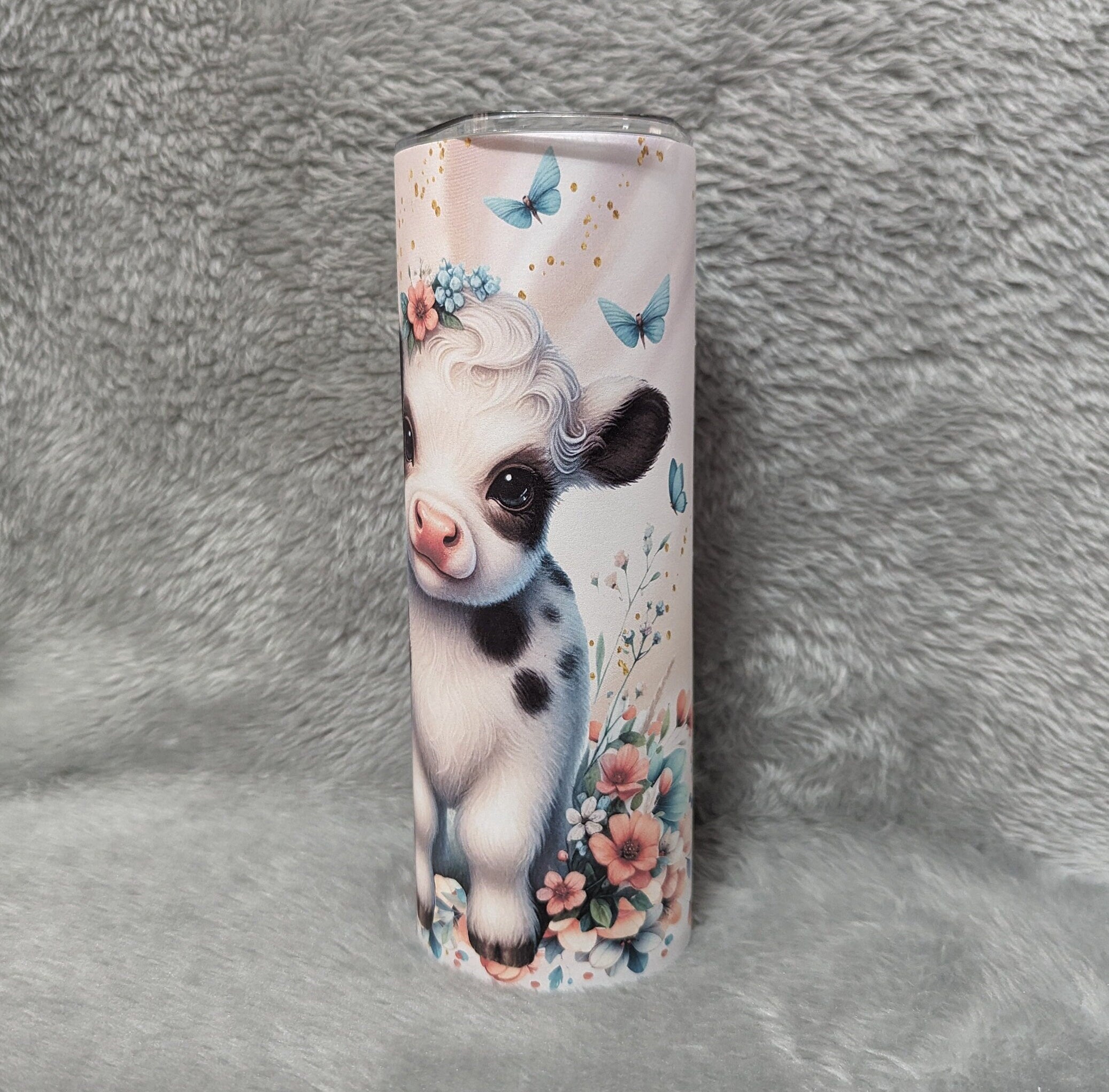 Cow Tumbler With Calf's 20oz With Reusable Straw, Can Be Personalized