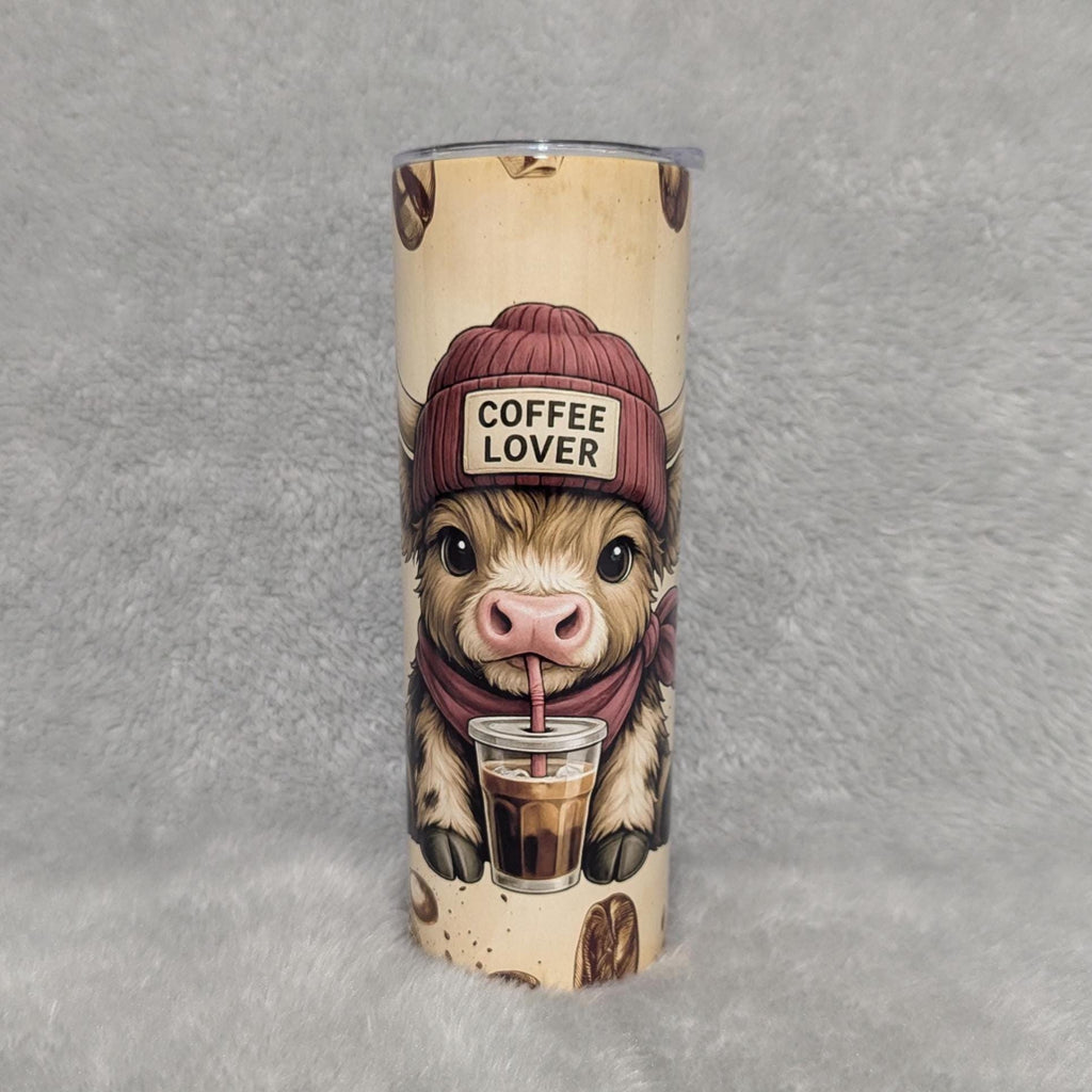 Highland Cow Insulated Tumbler for Coffee Lovers 20oz With Reusable Straw, Can Be Personalized