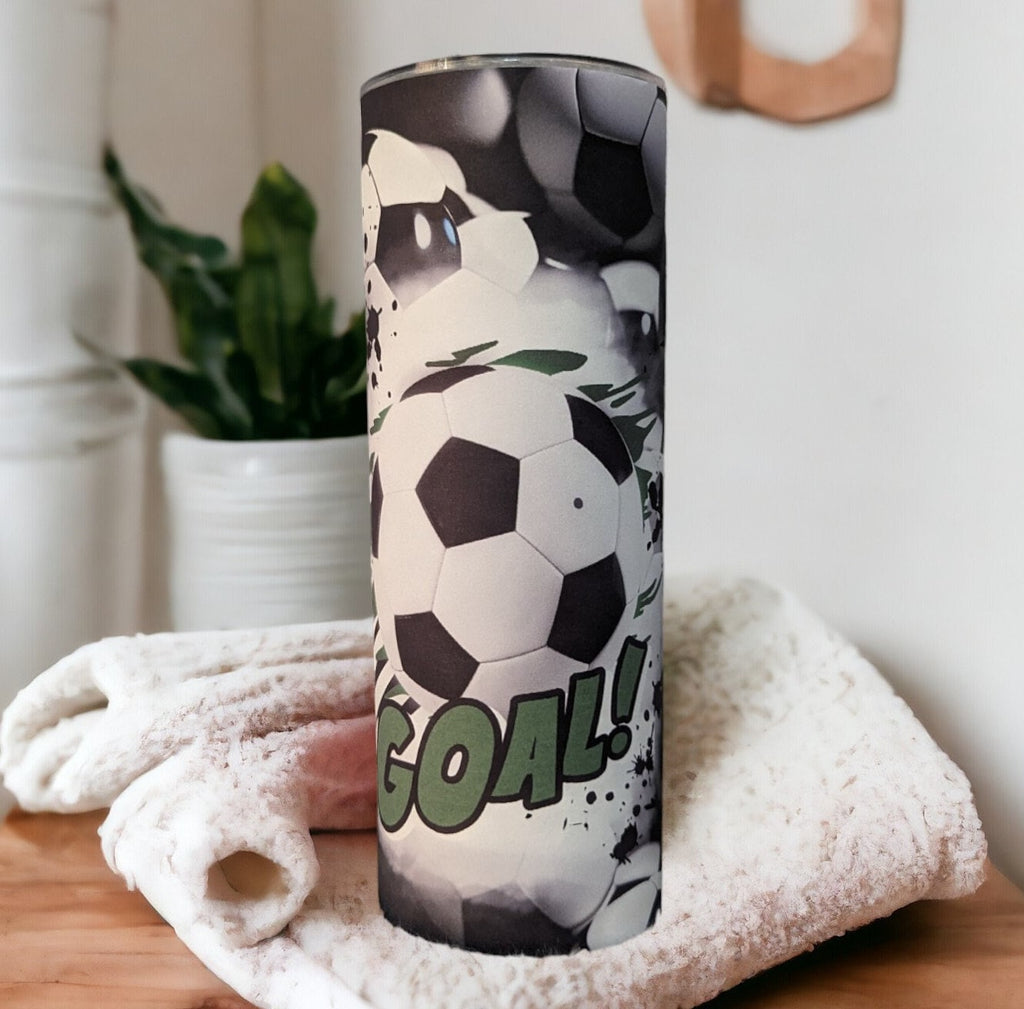 Soccer Ball Tumbler 20oz Tumber With Reusable Straw