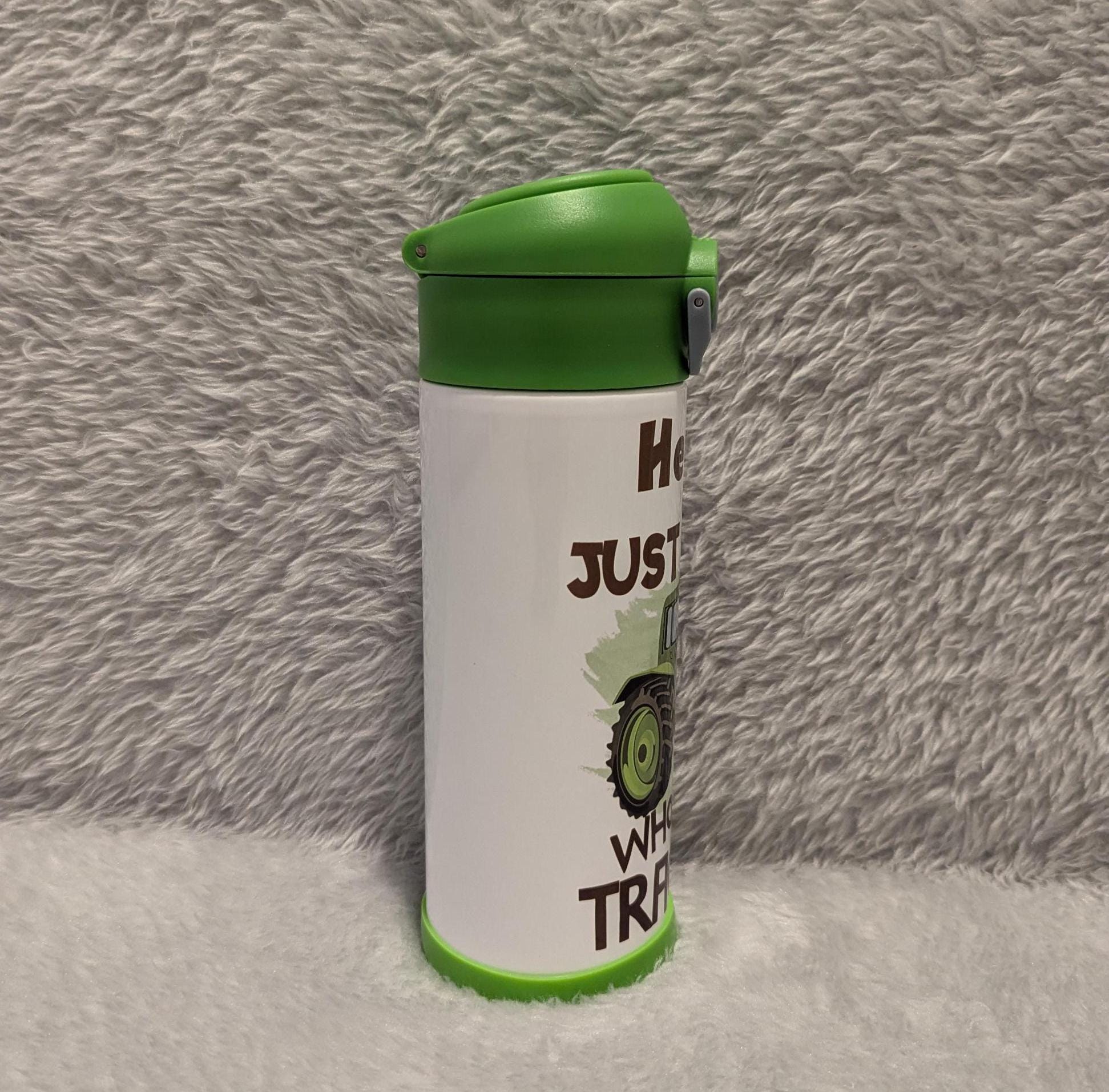 Kids Tractor Water Bottle Just A Girl Who Loves Tractors 12oz With Reusable Straw Can Be Personalized