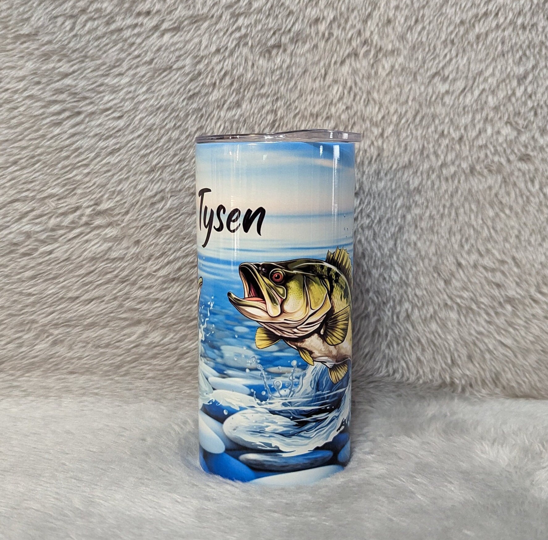 Kids Fishing Tumbler 15oz With Reusable Straw, Can Be Personalized