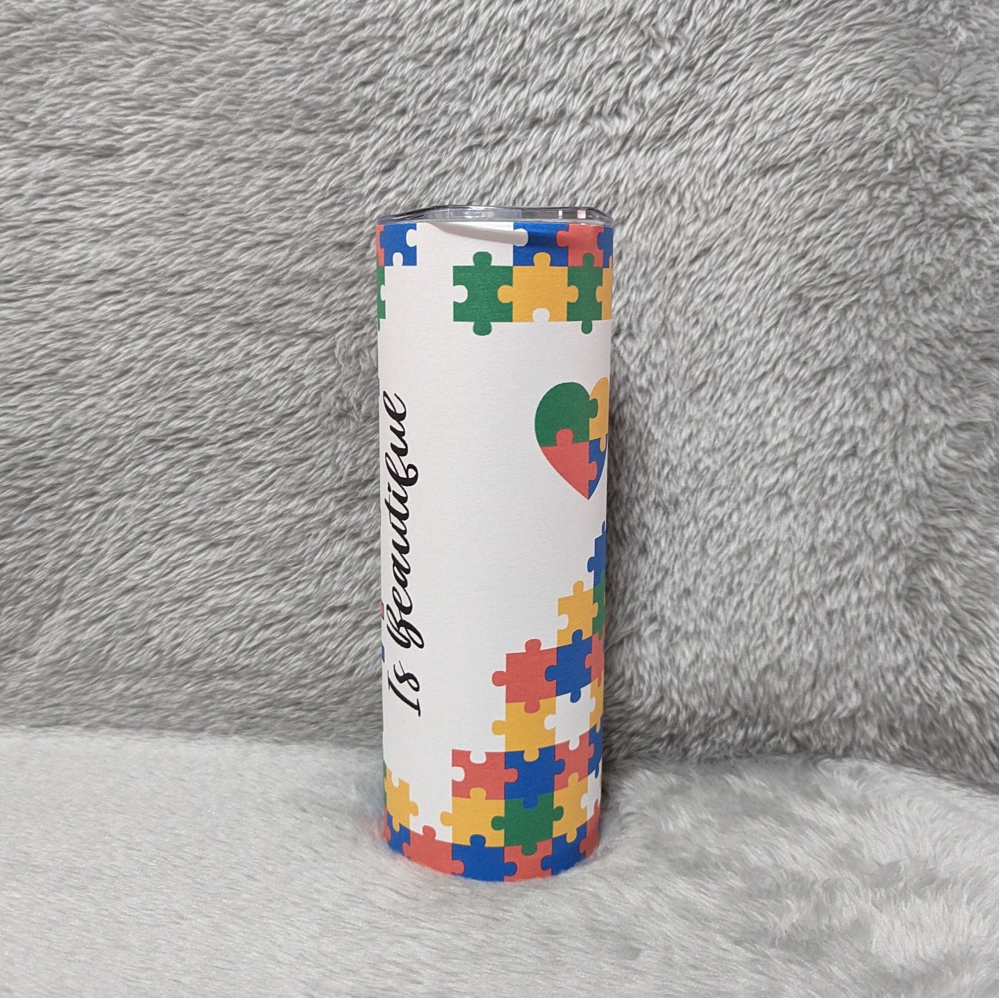 Different Is Beautiful Autism Tumbler 20oz With Reusable Straw