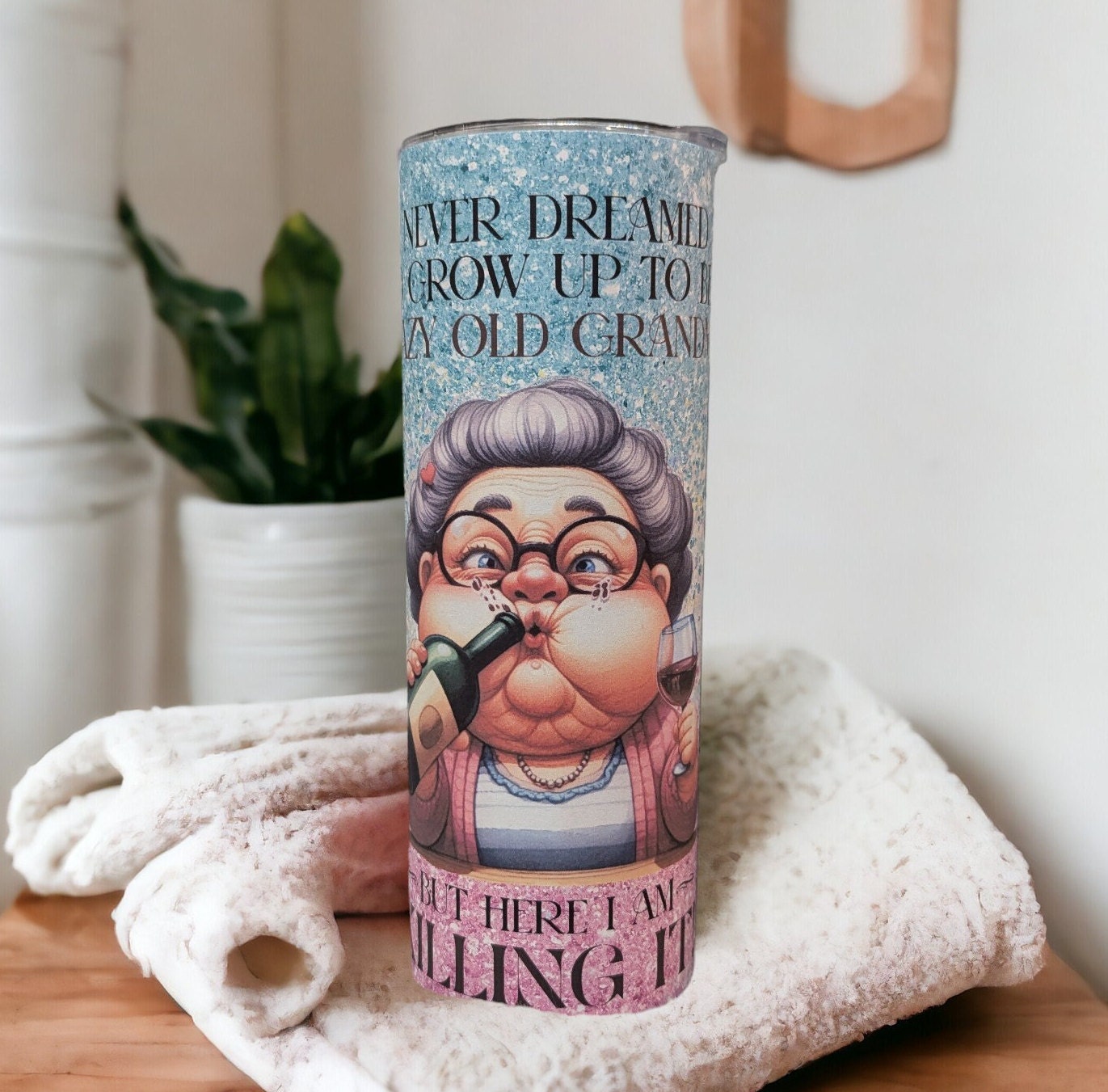 Fun Grandma Tumbler 20oz With Reusable Straw, Can Be Personalized
