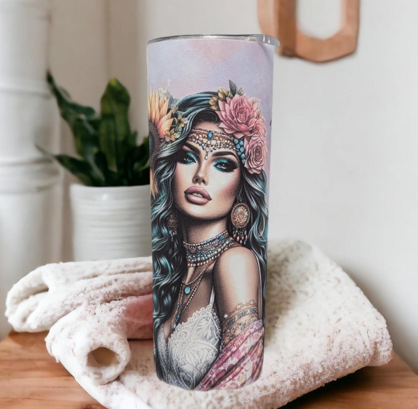 Boho Floral Girl 20oz Tumbler Can Be Personalized