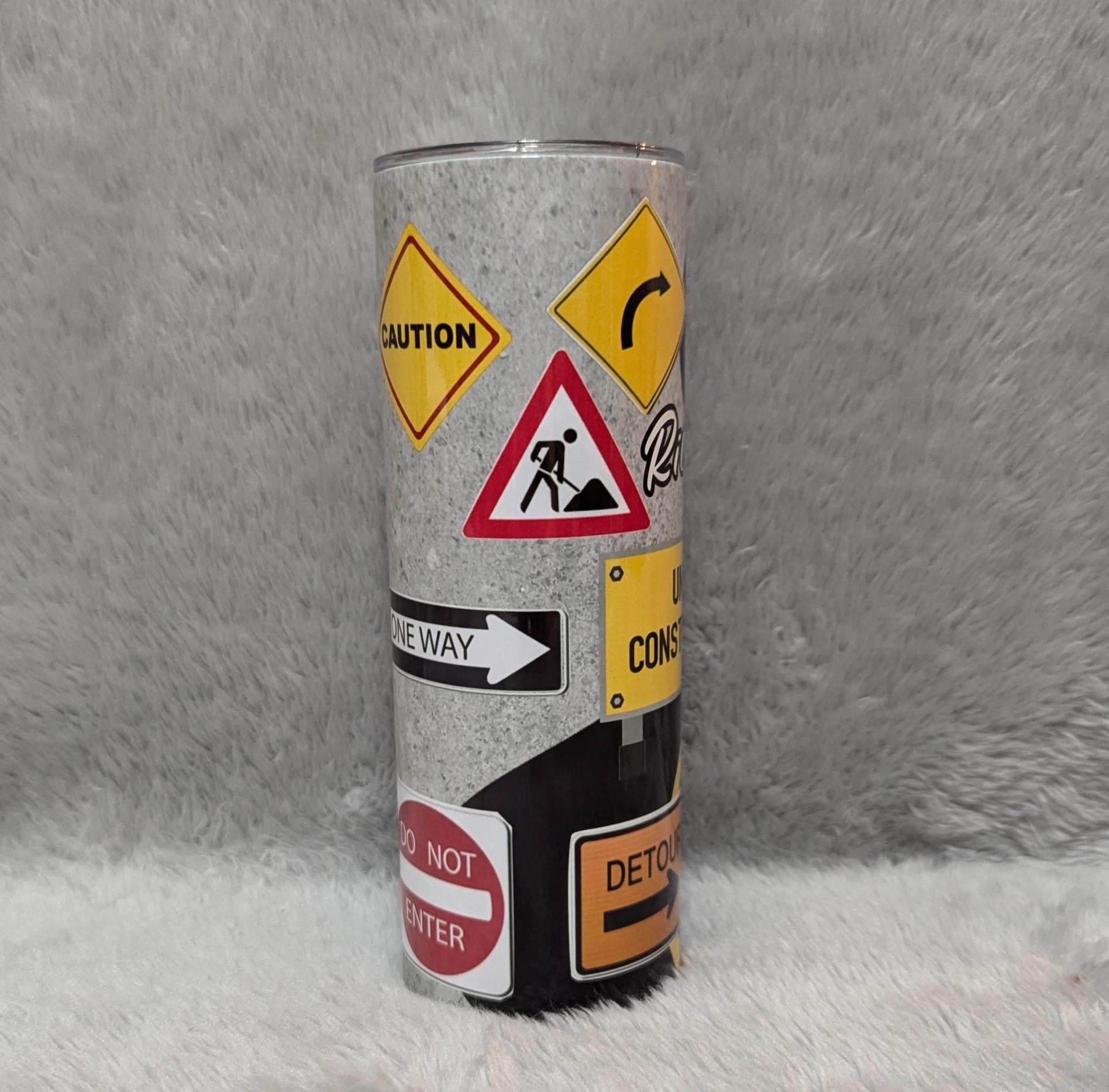 Construction Tumbler 20oz With Reusable Straw, Can Be Personalized