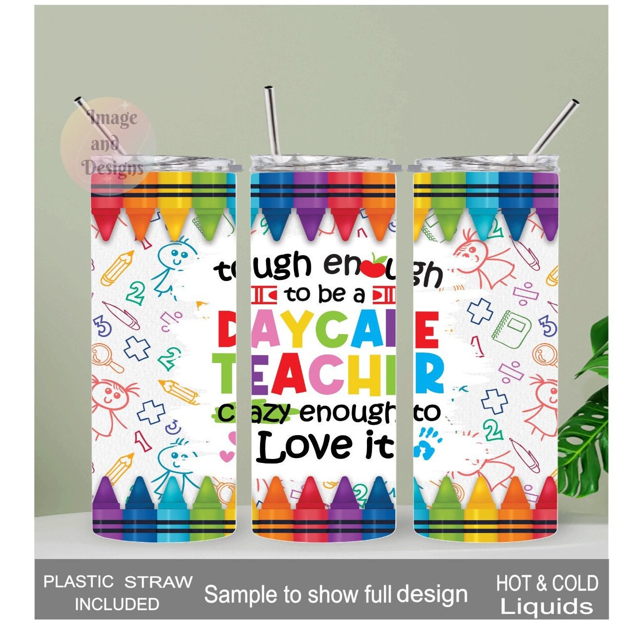 Daycare Teacher Tumbler 20oz With Reusable Straw, Can Be Personalized