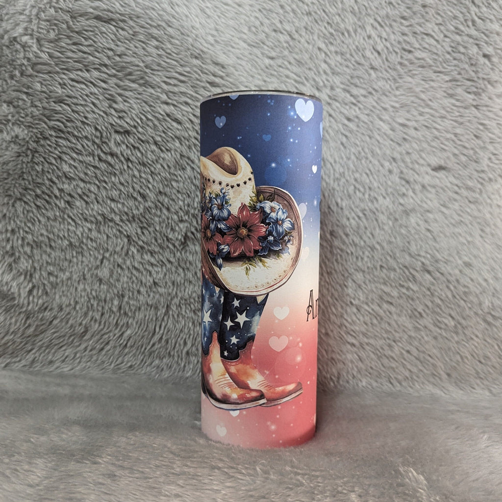 Just An American Girl Tumbler 20oz With Reusable Straw, Can Be Personalized