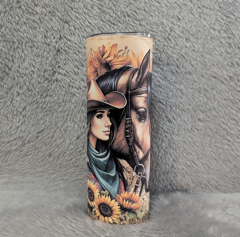 Cowgirl Tumbler 20oz With Reusable Straw, Can Be Personalized
