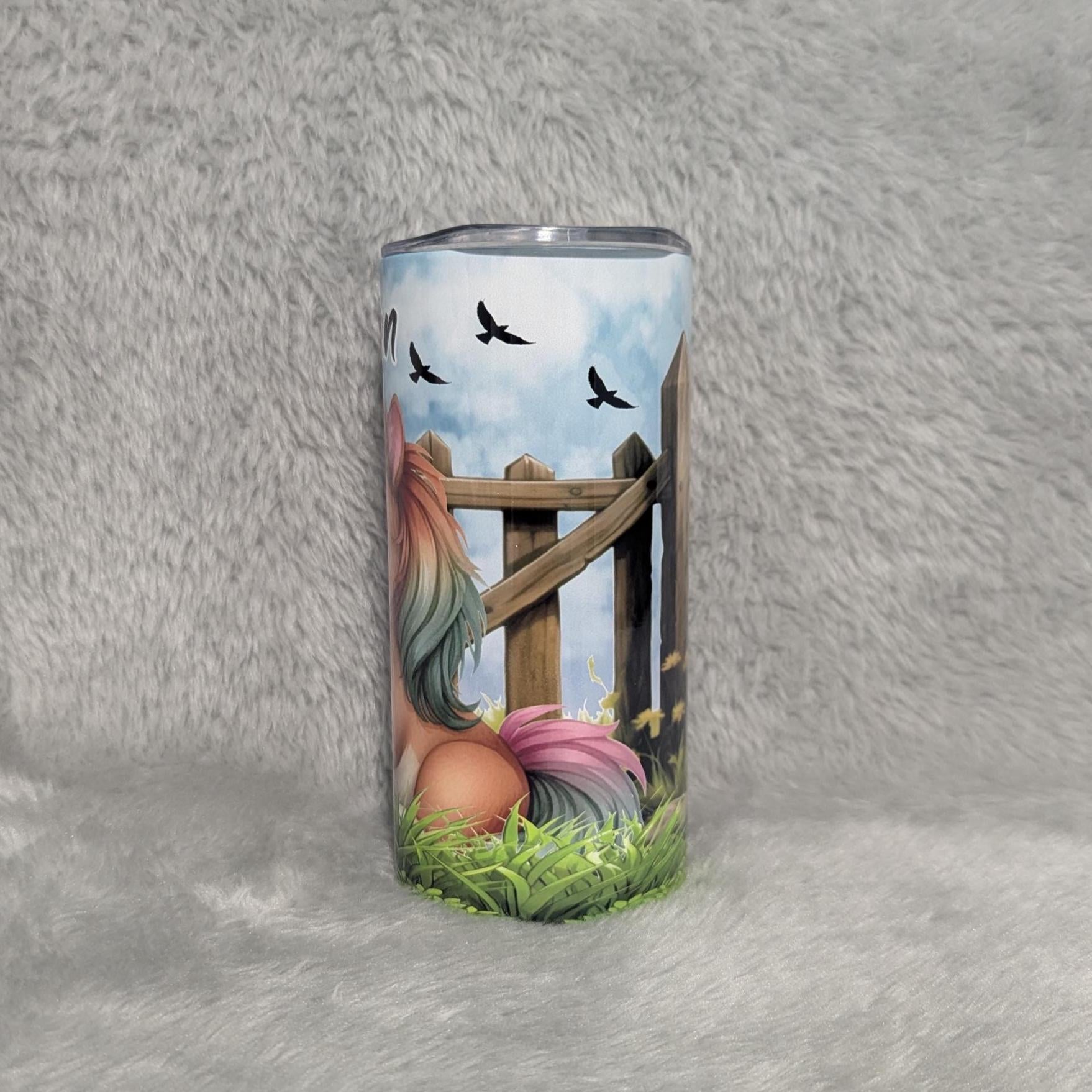 Kids Pony Tumbler 15oz With Reusable Straw, Can Be Personalized