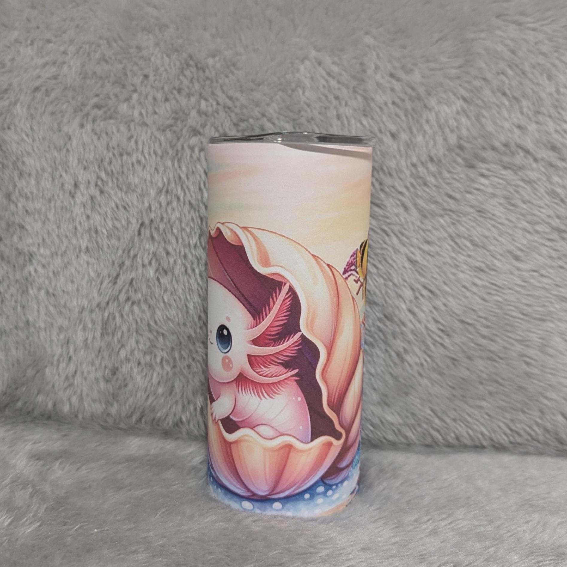 Kids Axolotl Tumbler 15oz With Reusable Straw, Can Be Personalized