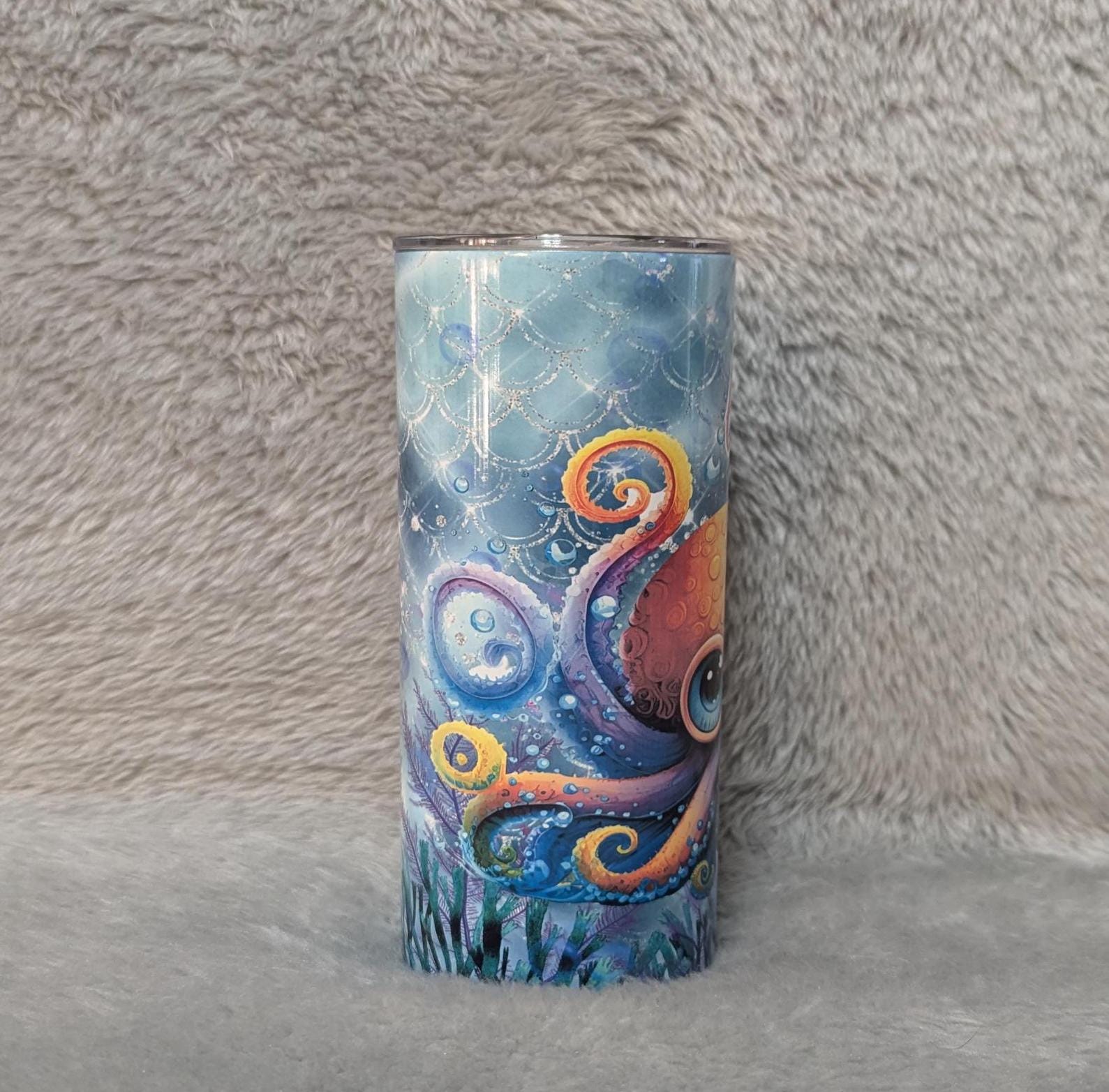 Kids Octopus Tumbler 15oz With Reusable Straw, Can Be Personalized