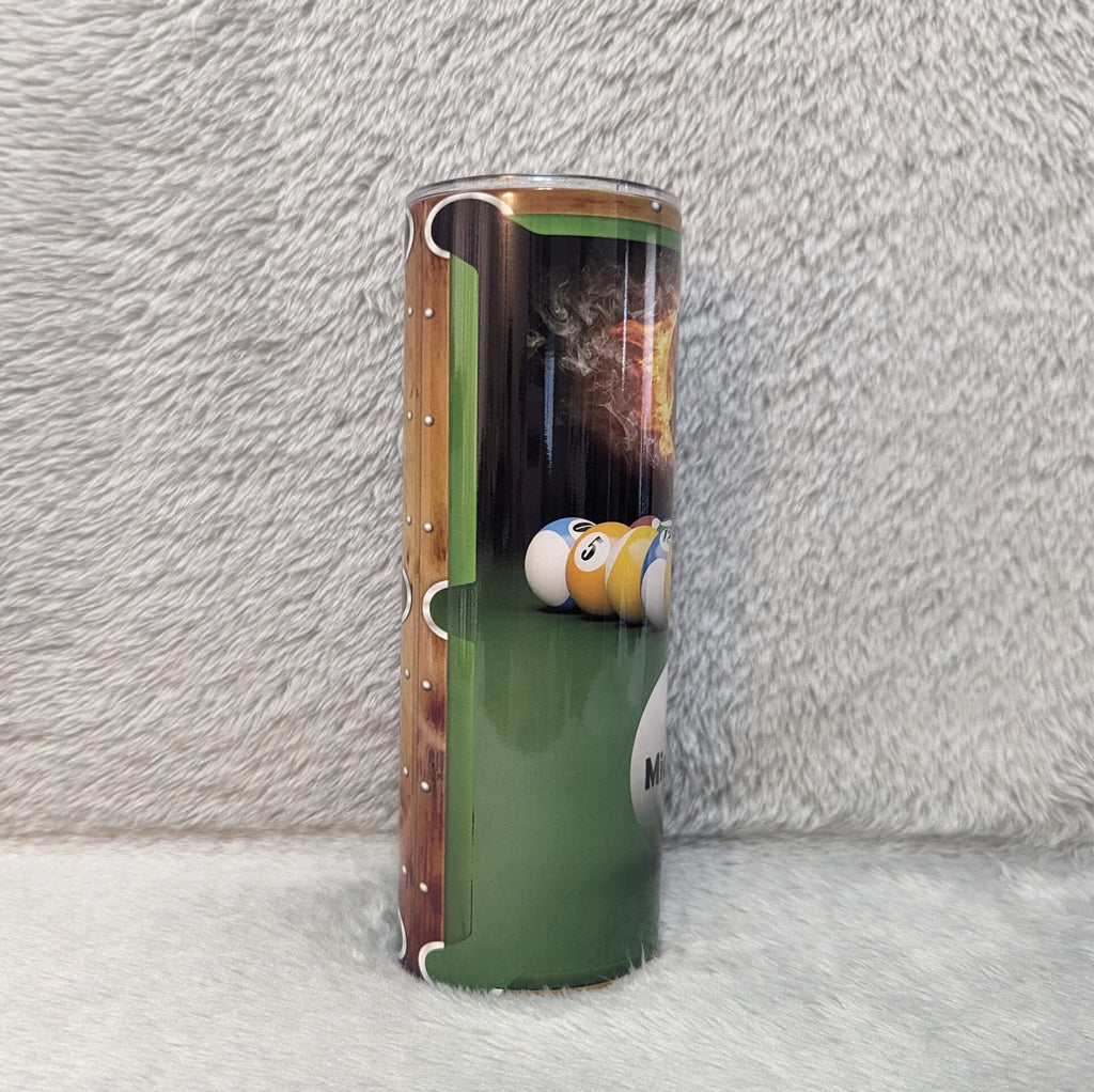 Pool Ball Billiards Tumbler 20oz With Reusable Straw, Can Be Personalized