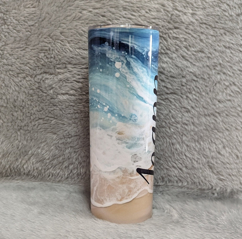 Personalized Beach Tumbler 20oz With Reusable Straw, Can Be Personalized